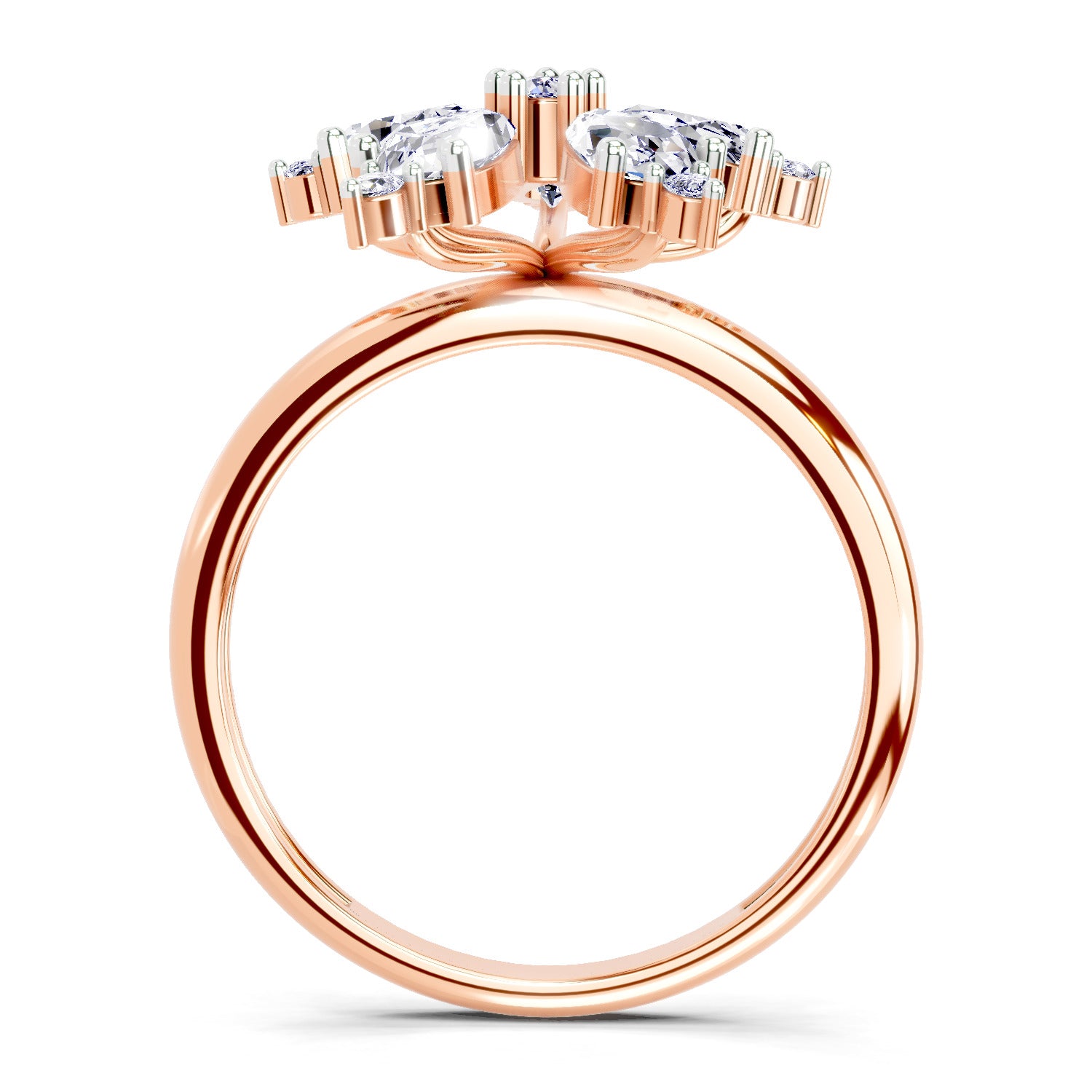 1.61 Ct Pear Shape Floral Diamond Ring | 14K Rose Gold