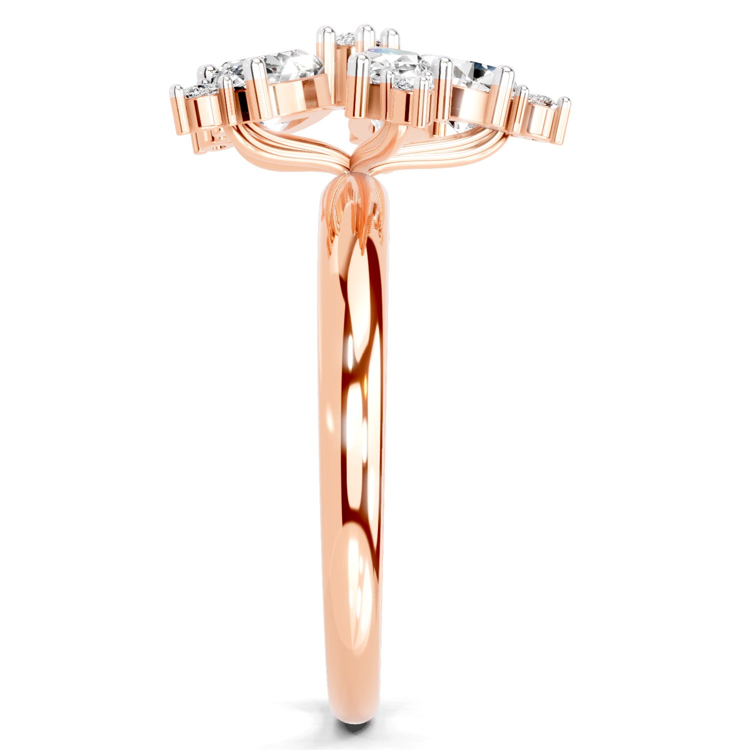 1.61 Ct Pear Shape Floral Diamond Ring | 14K Rose Gold