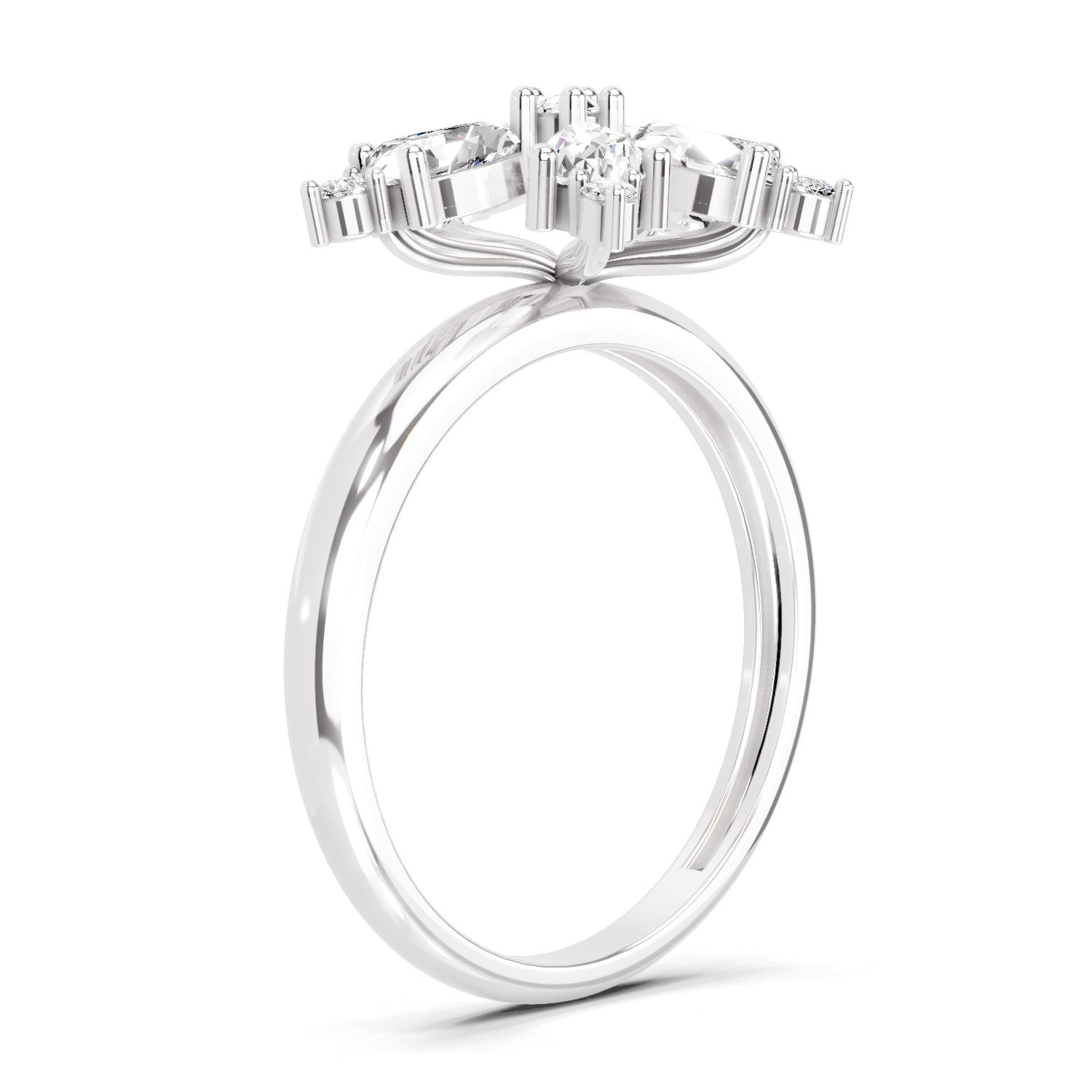 1.61 Ct Pear Shape Floral Diamond Ring | 14K White Gold