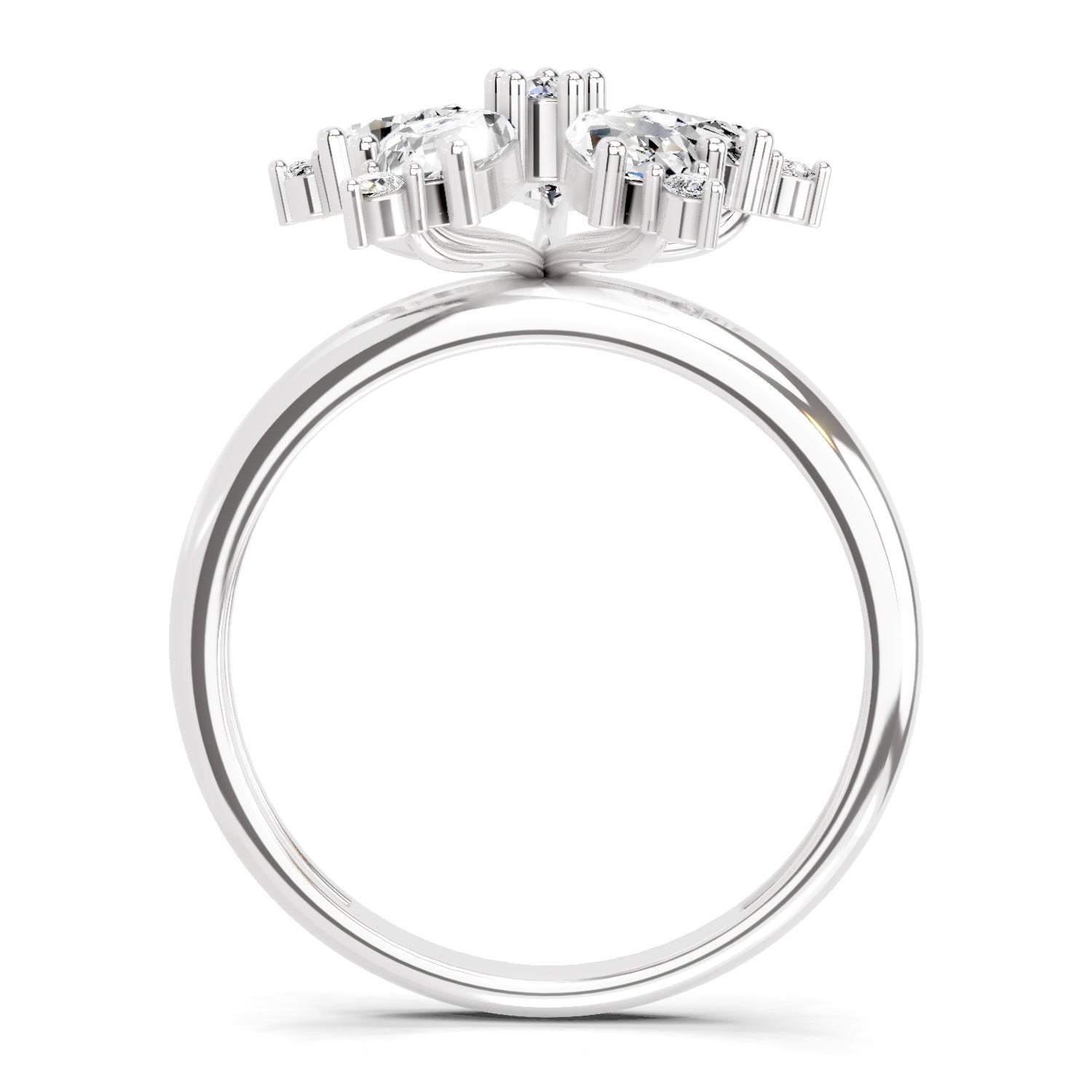 1.61 Ct Pear Shape Floral Diamond Ring | 14K White Gold