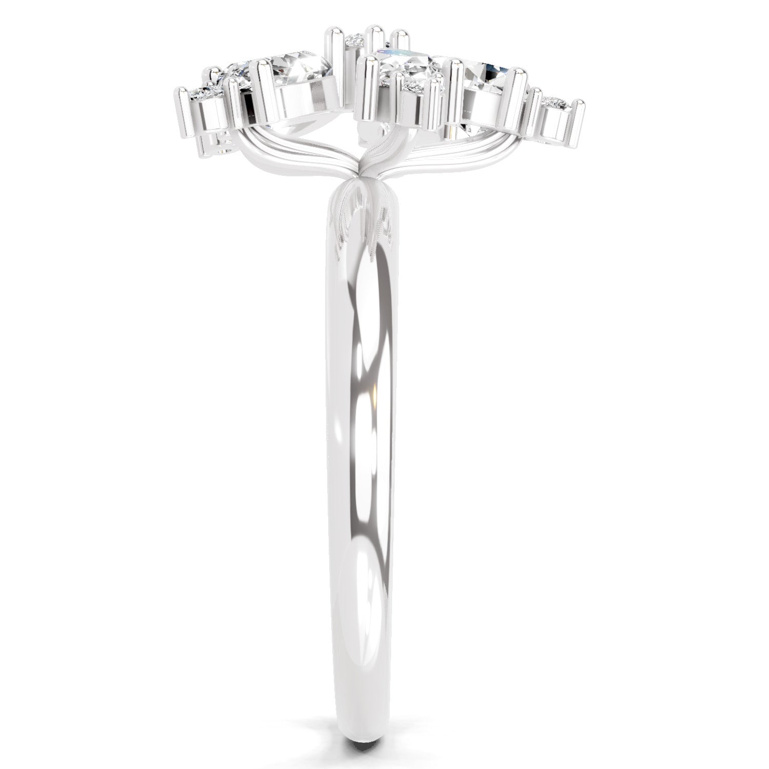 1.61 Ct Pear Shape Floral Diamond Ring | 14K White Gold