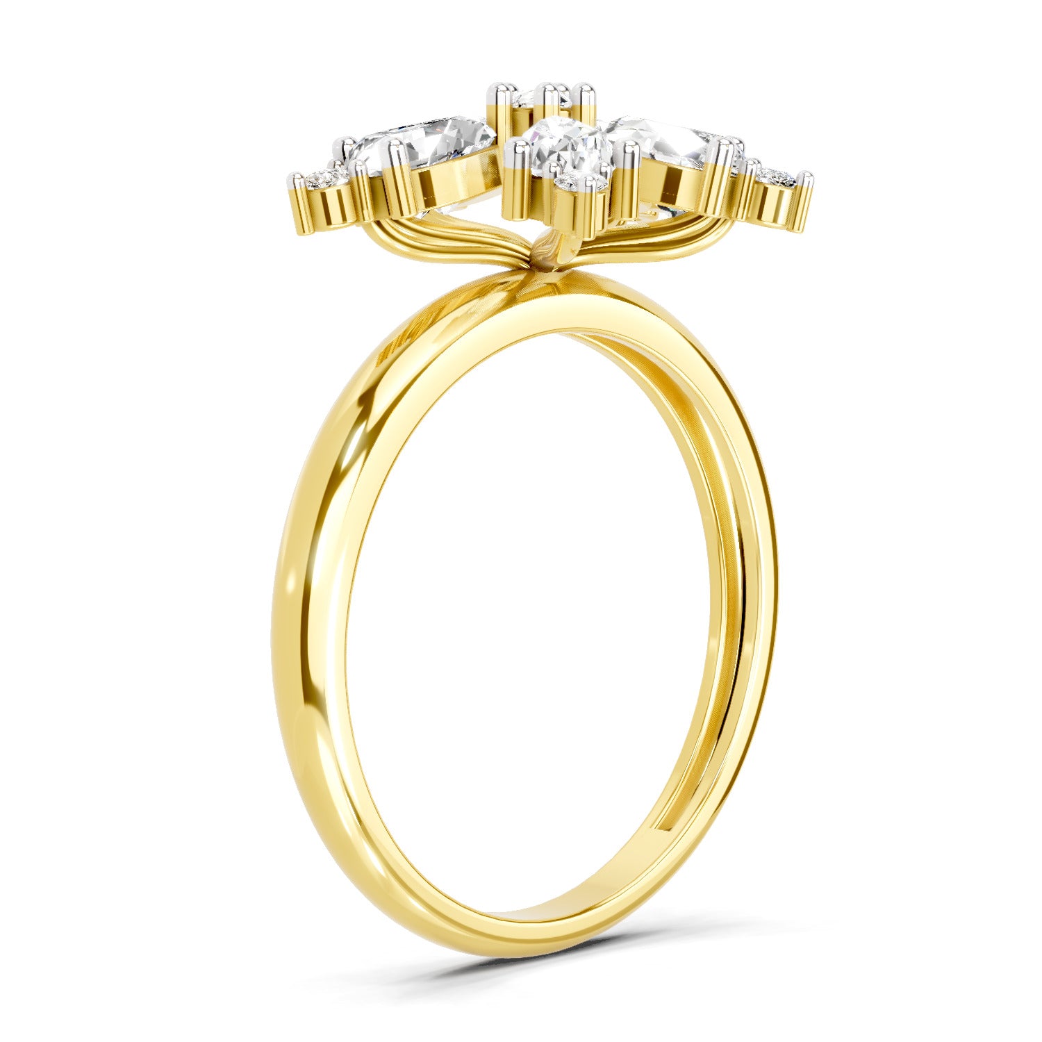 1.61 Ct Pear Shape Floral Diamond Ring | 14K Yellow Gold