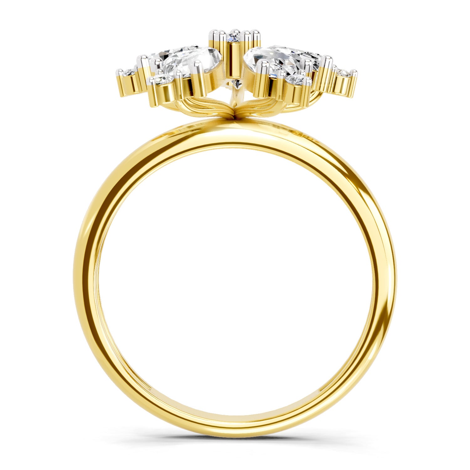 1.61 Ct Pear Shape Floral Diamond Ring | 14K Yellow Gold