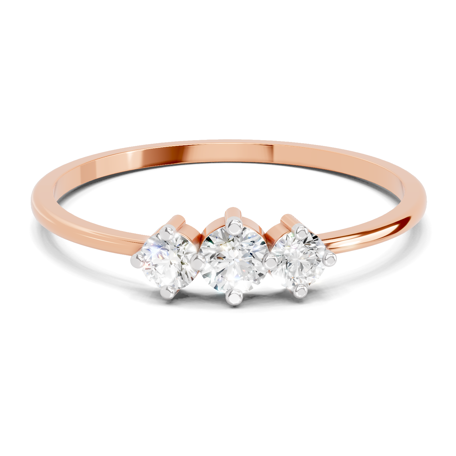 Sparkles Lab Grown Diamond 0.24 Carat 3 Stone Ring| 14K Rose Gold
