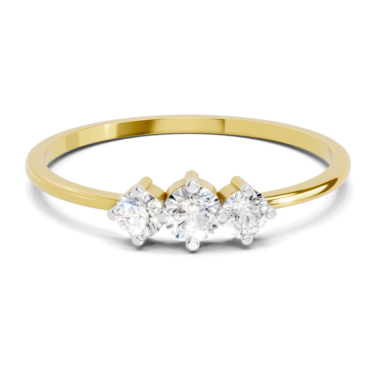 Sparkles Lab Grown Diamond 0.24 Carat 3 Stone Ring| 14K Yellow Gold