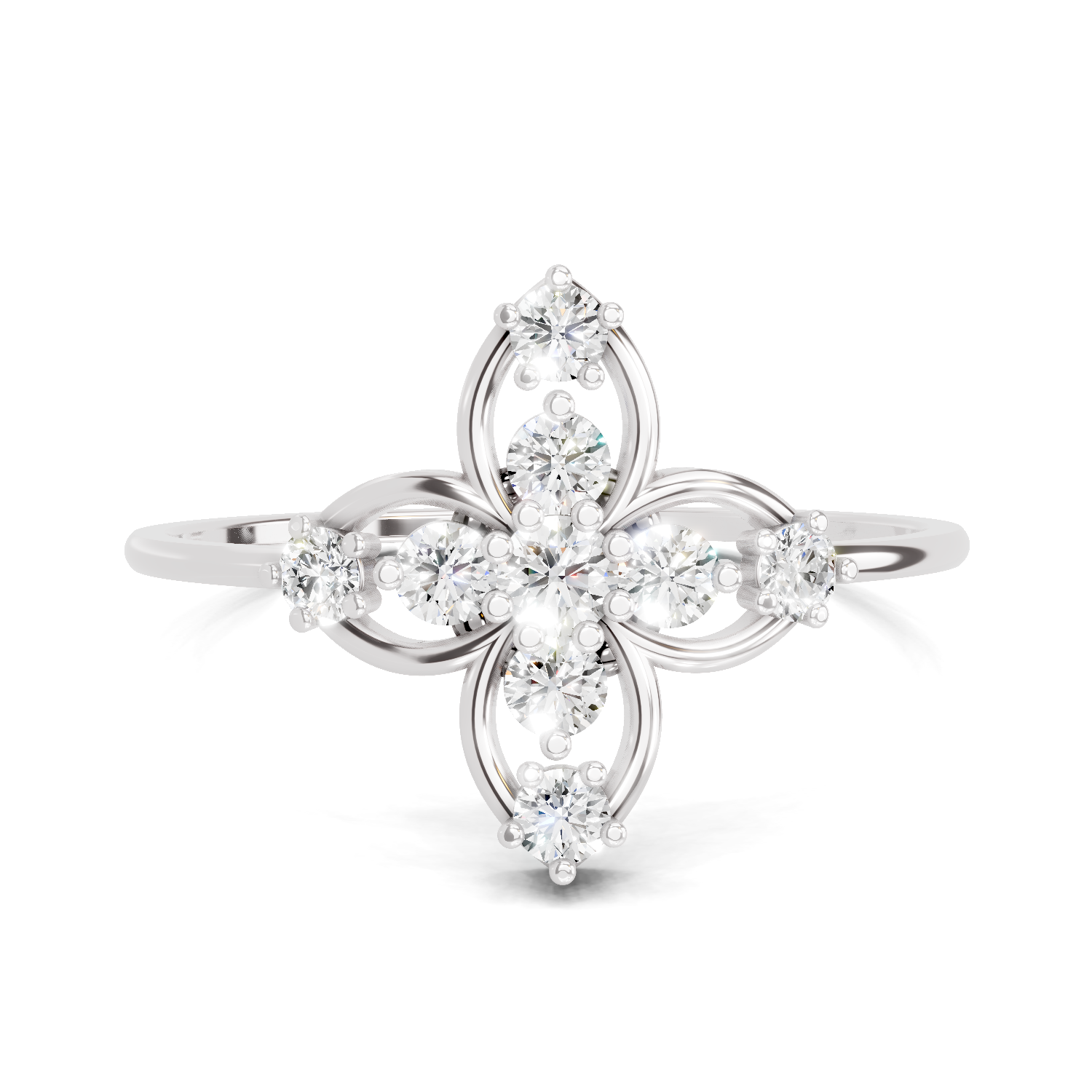 Sparkles Lab Grown Diamond 0.31 Four Petal Ring| 14K White Gold
