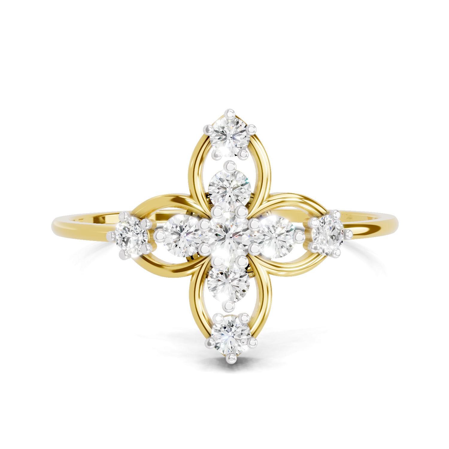 Sparkles Lab Grown Diamond 0.31 Four Petal Ring| 14K Yellow Gold