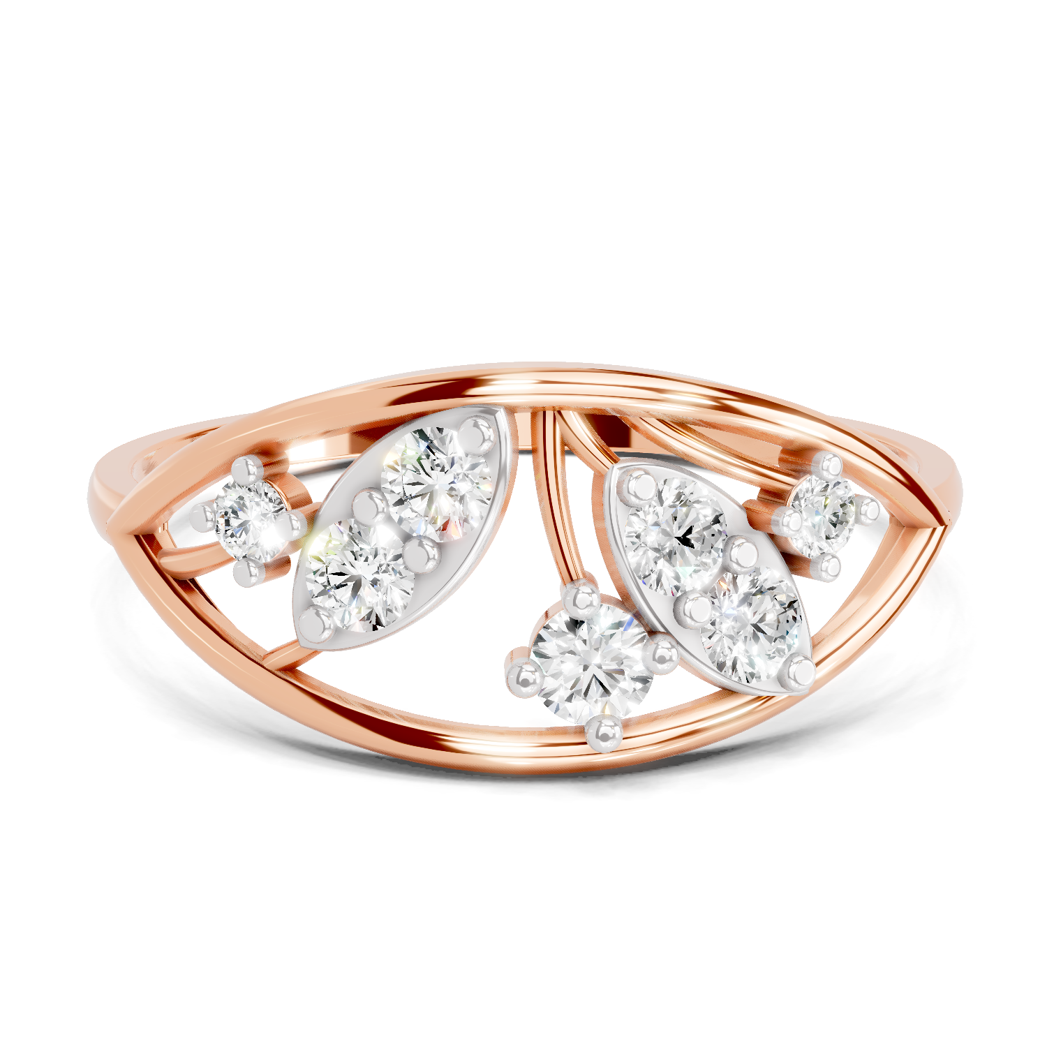 Sparkles Lab Grown Diamond 0.3 Leaf Whisper Ring| 14K Rose Gold