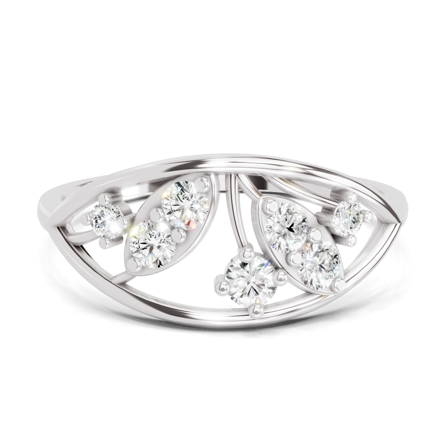 Sparkles Lab Grown Diamond 0.3 Leaf Whisper Ring| 14K White Gold
