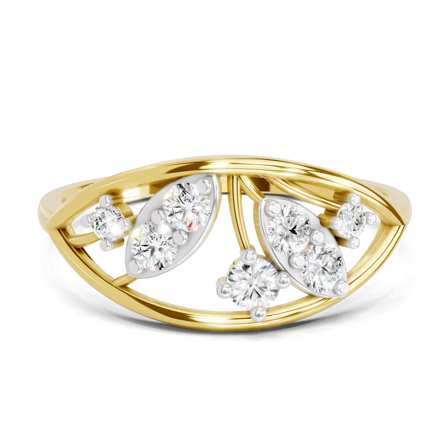 Sparkles Lab Grown Diamond 0.3 Leaf Whisper Ring| 14K Yellow Gold