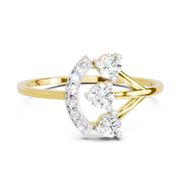 Sparkles Lab Grown Diamond 0.3 Carat Arc Three Stone Diamond Ring| 14K Yellow Gold