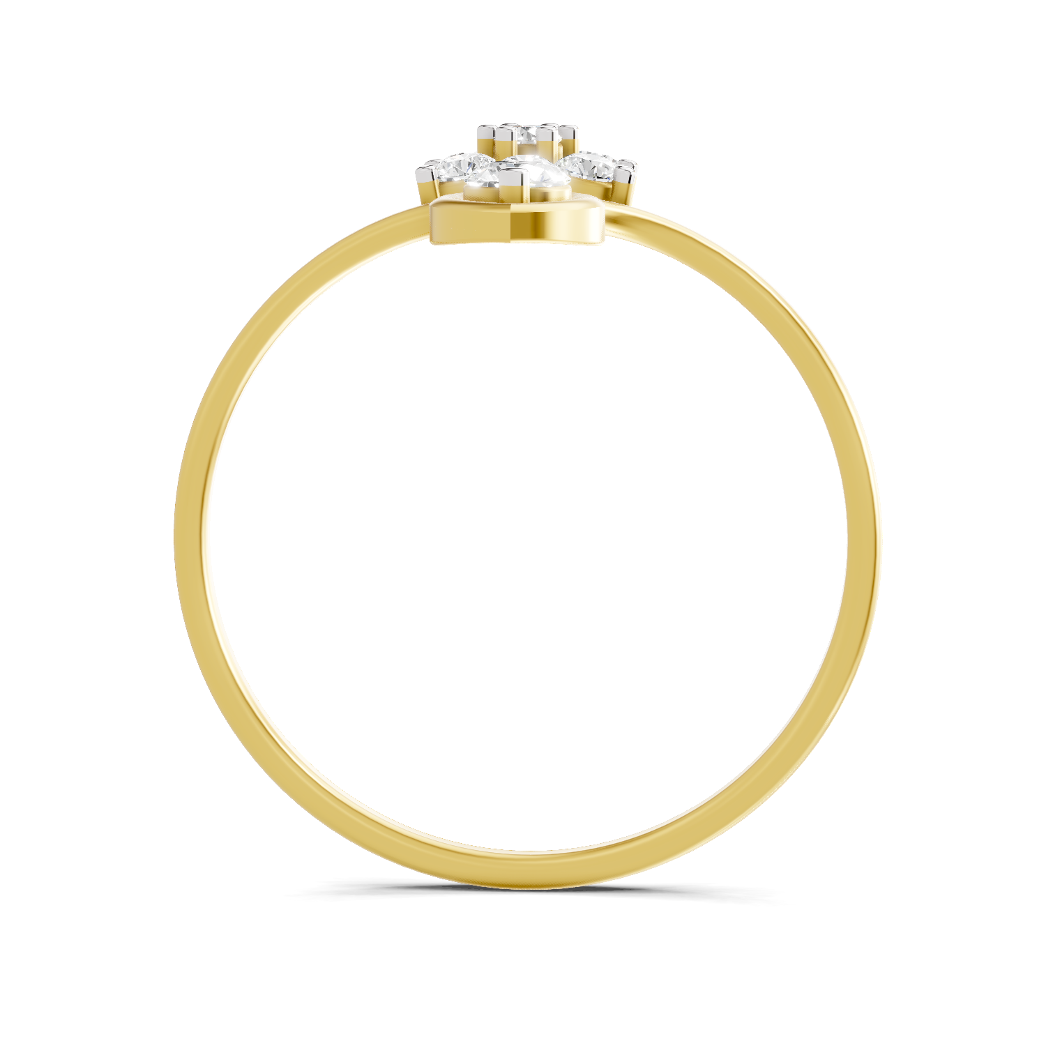 Sparkles Lab Grown Diamond 0.24 V-Shaped Floral Halo Ring| 14K Yellow Gold