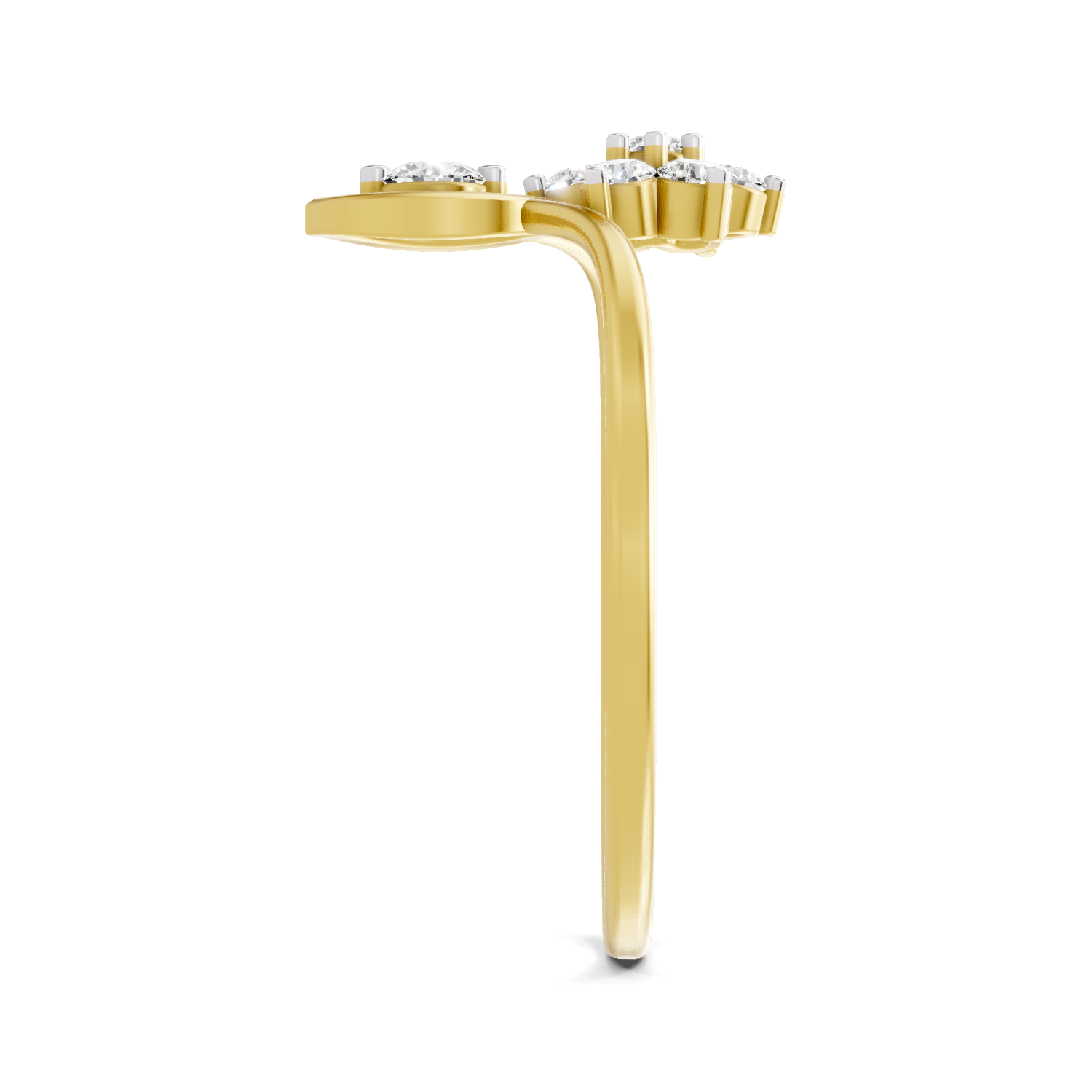 Sparkles Lab Grown Diamond 0.24 V-Shaped Floral Halo Ring| 14K Yellow Gold