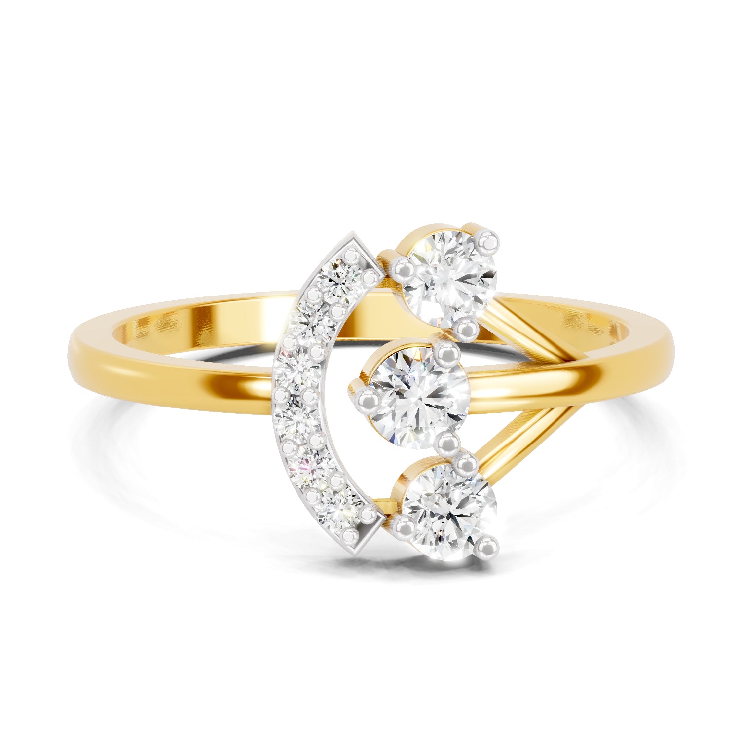 0.3 Carat  | 925 Sterling Silver Gold Plated Fashion Ring