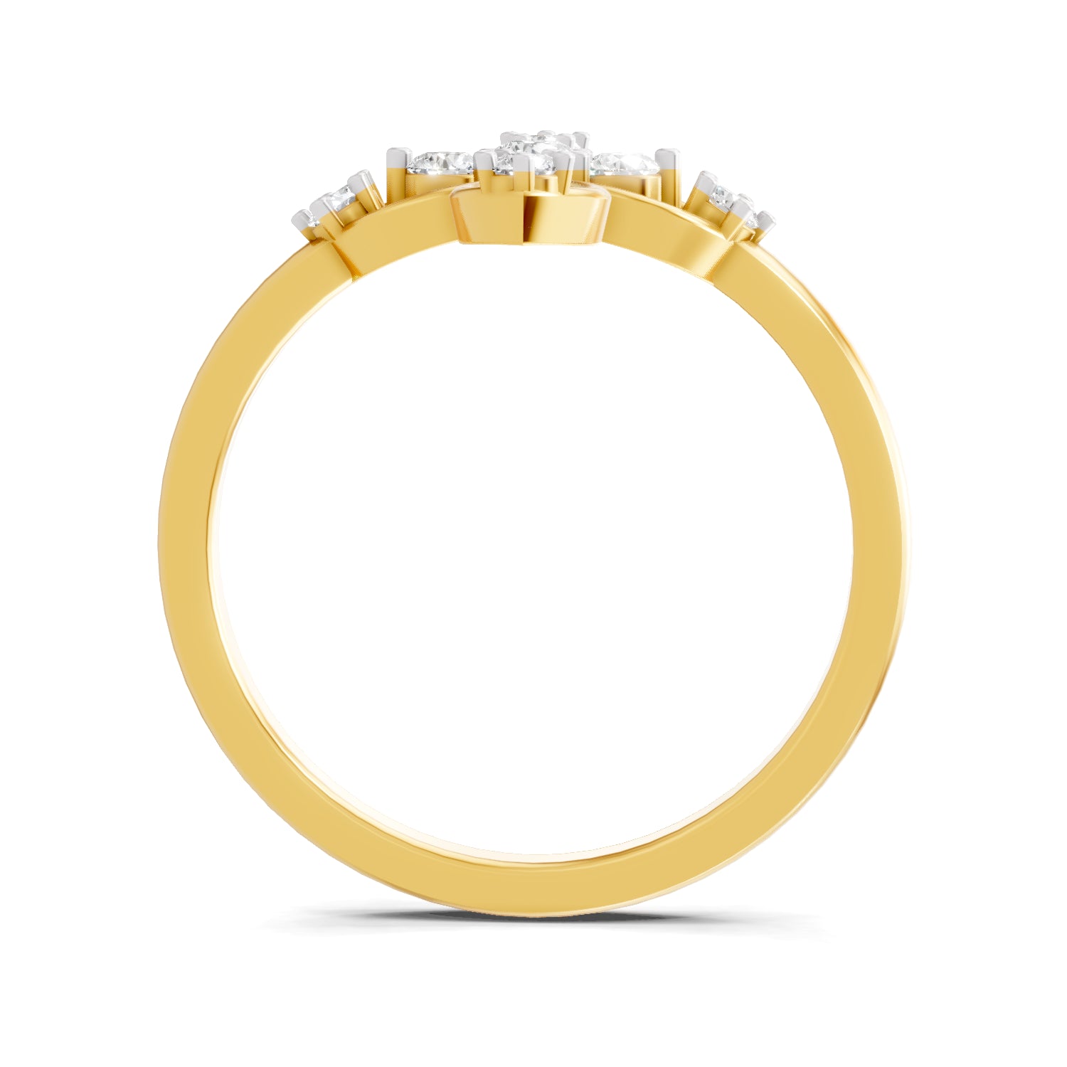 0.31 Carat  | 925 Sterling Silver Gold Plated Floral Ring