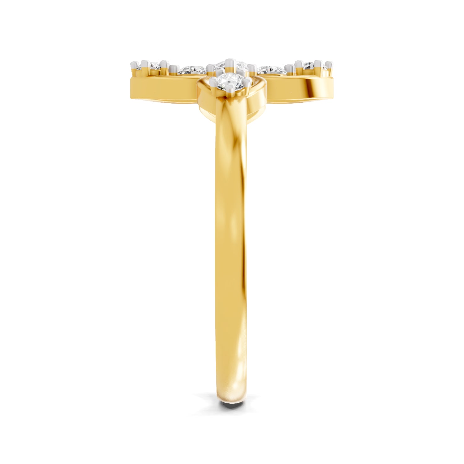 0.31 Carat  | 925 Sterling Silver Gold Plated Floral Ring