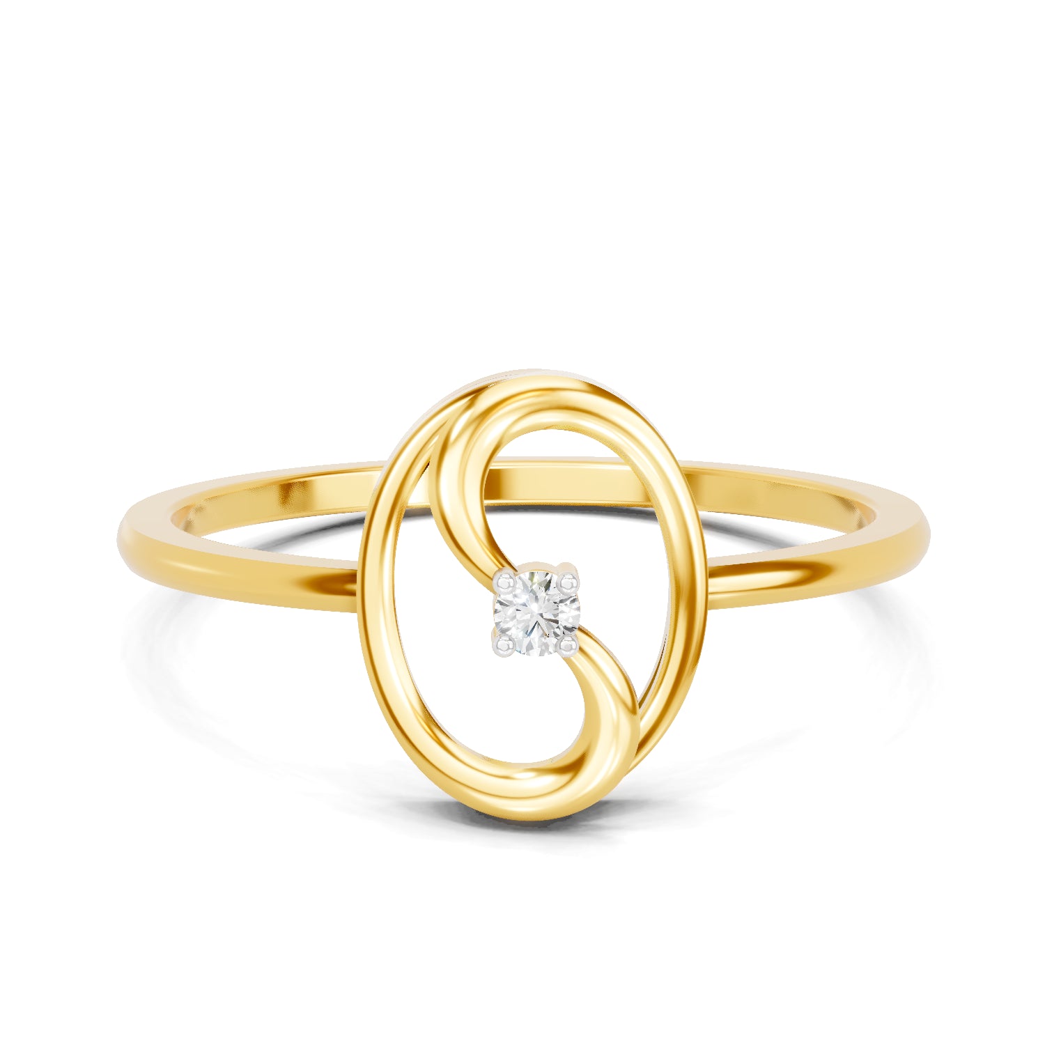 0.02 Carat  | 925 Sterling Silver Gold Plated Oval Fashion Ring