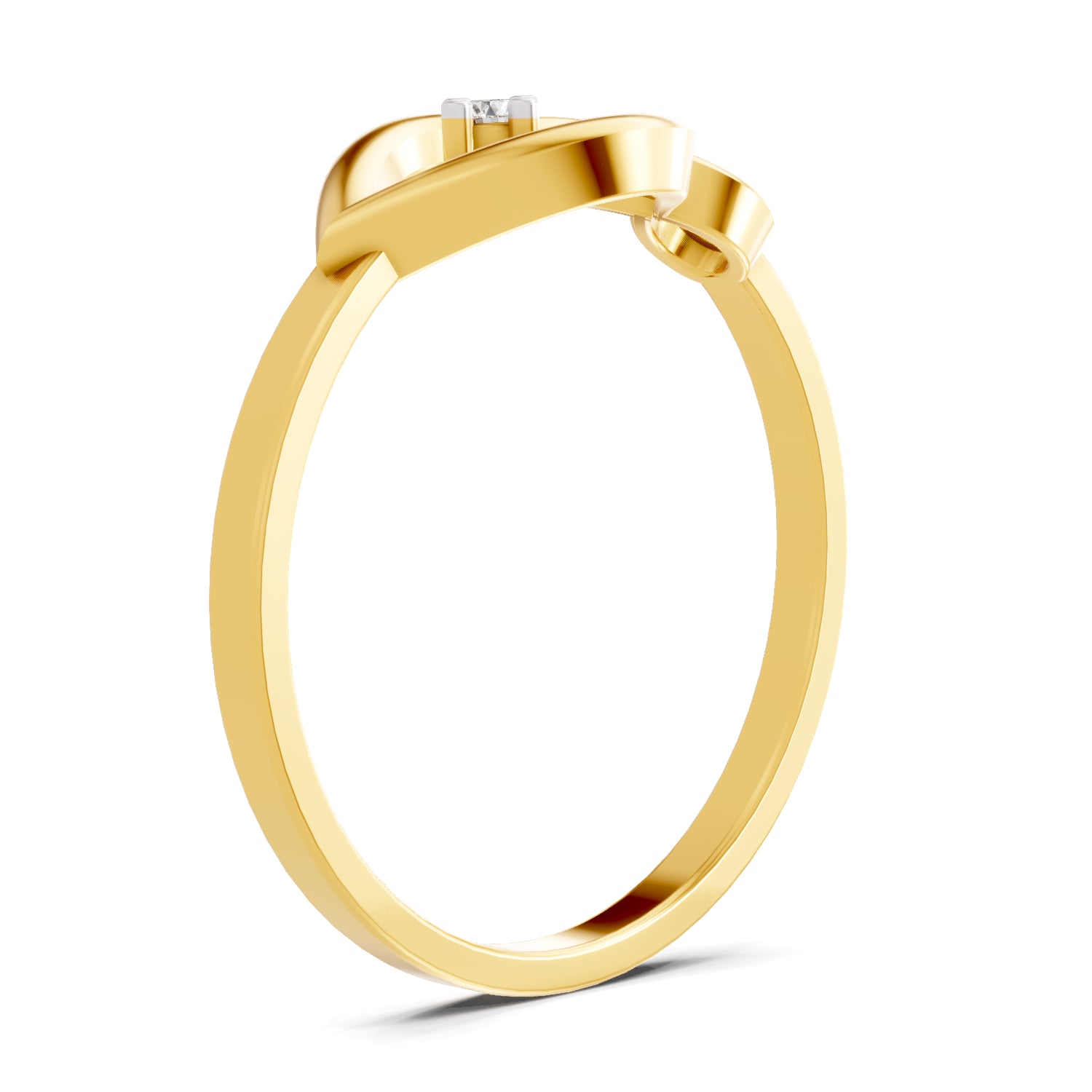 0.02 Carat  | 925 Sterling Silver Gold Plated Leaf Ring