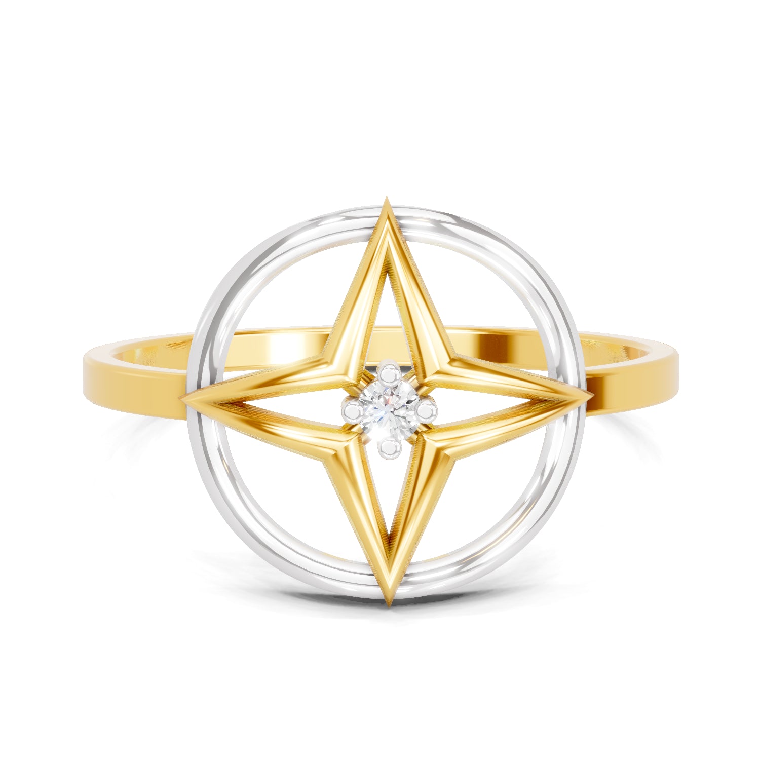 0.02 Carat  | 925 Sterling Silver Gold Plated Star Fashion Ring