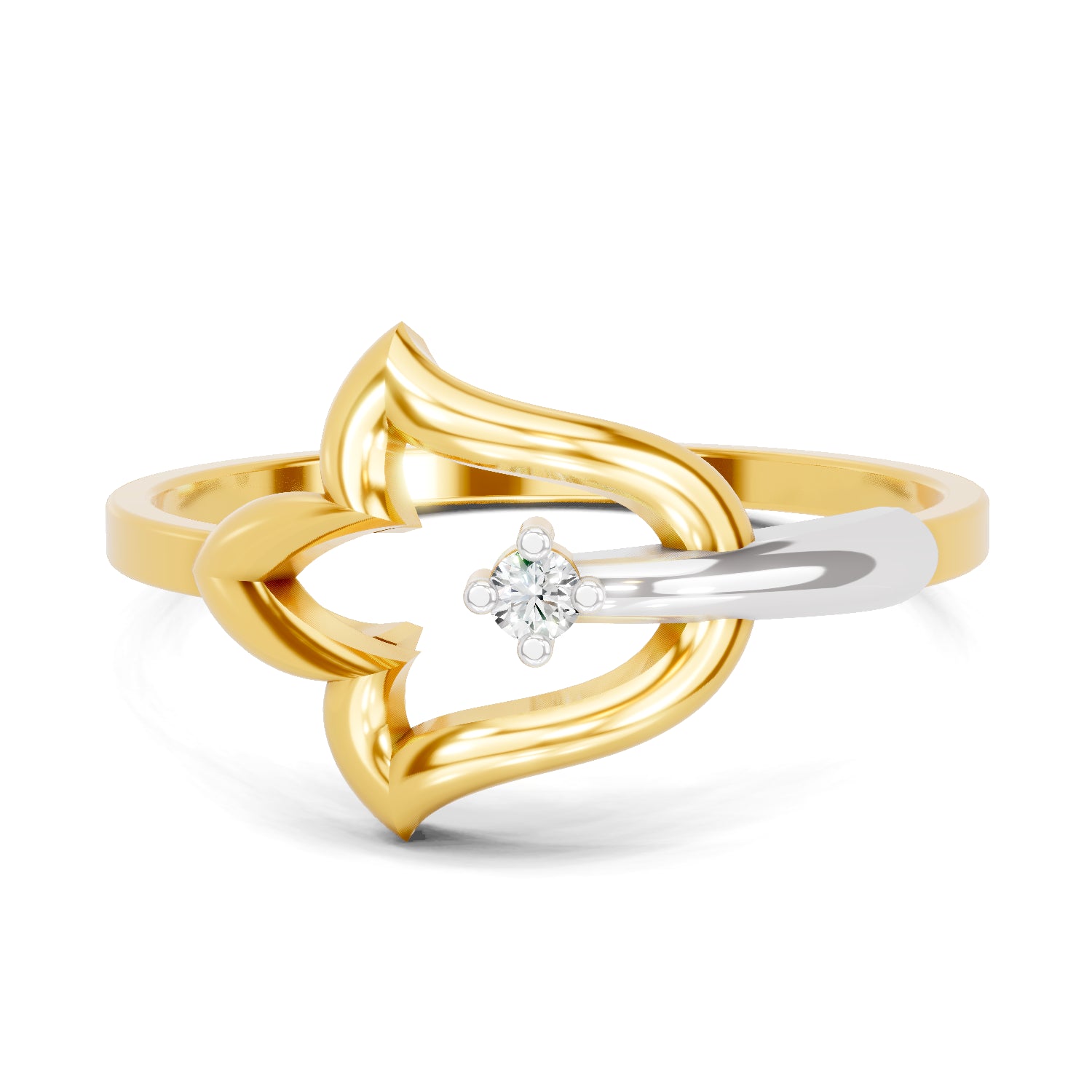 0.02 Carat  | 925 Sterling Silver Gold Plated Lotus Fashion Ring