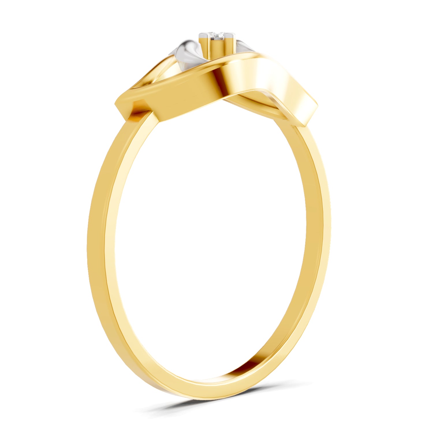 0.02 Carat  | 925 Sterling Silver Gold Plated Leaf Fashion Ring