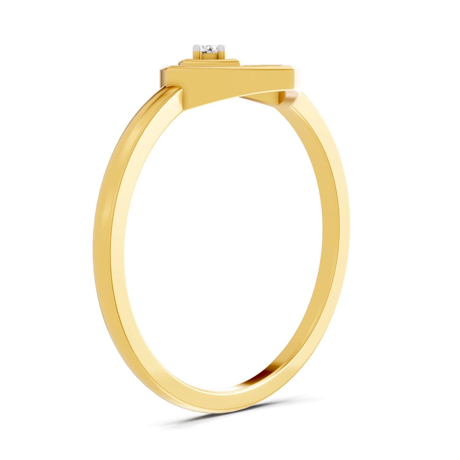 0.02 Carat  | 925 Sterling Silver Gold Plated Square Fashion Ring
