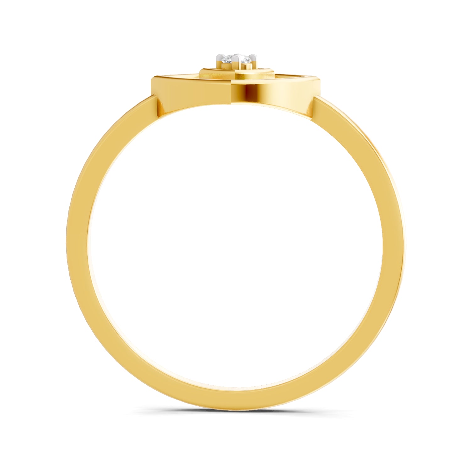 0.02 Carat  | 925 Sterling Silver Gold Plated Square Fashion Ring