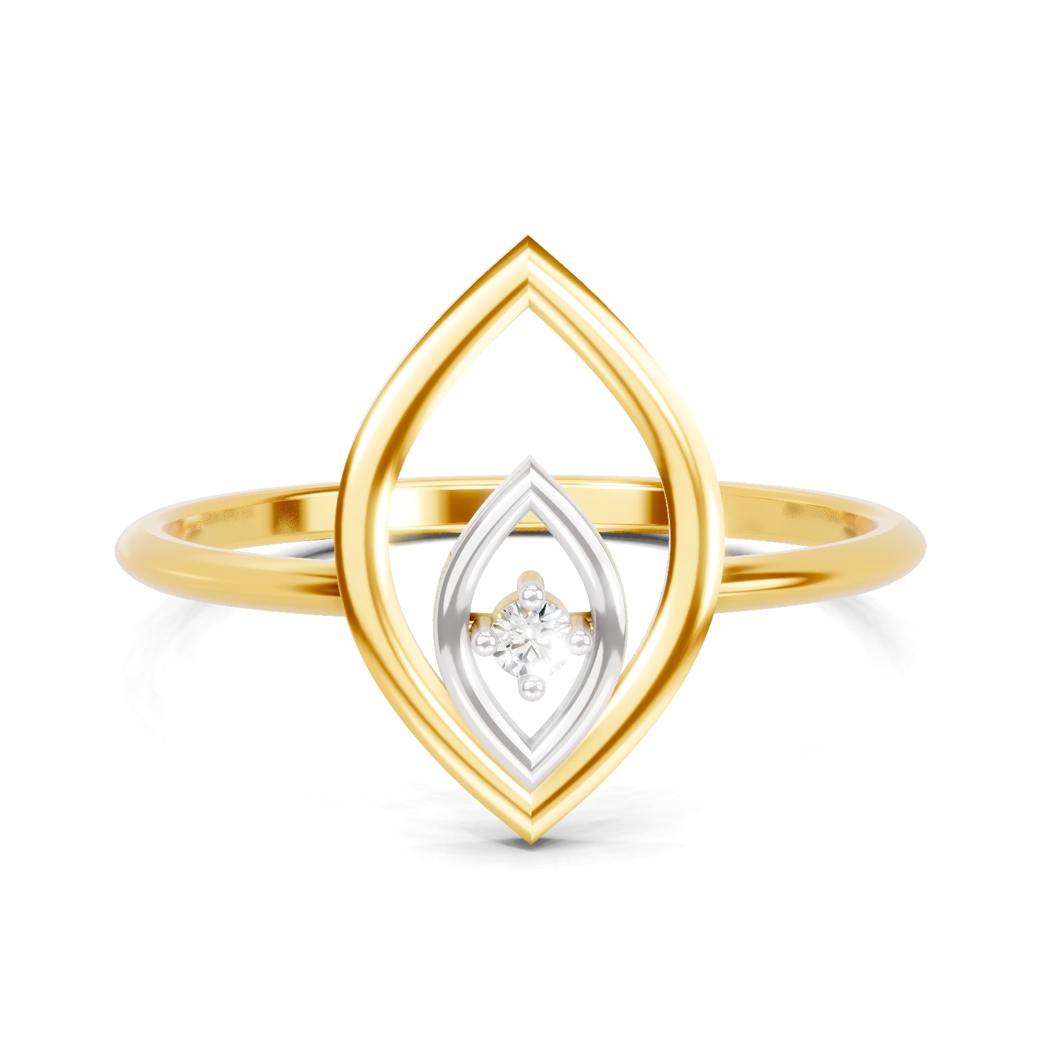 0.02 Carat  | 925 Sterling Silver Gold Plated Petal Fashion Ring