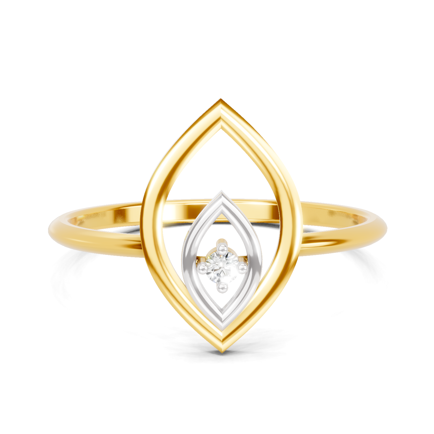 0.02 Carat  | 925 Sterling Silver Gold Plated Petal Fashion Ring