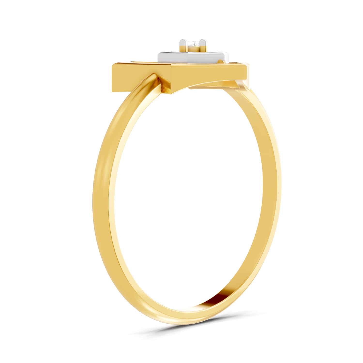 0.02 Carat  | 925 Sterling Silver Gold Plated Hexagon Fashion Ring
