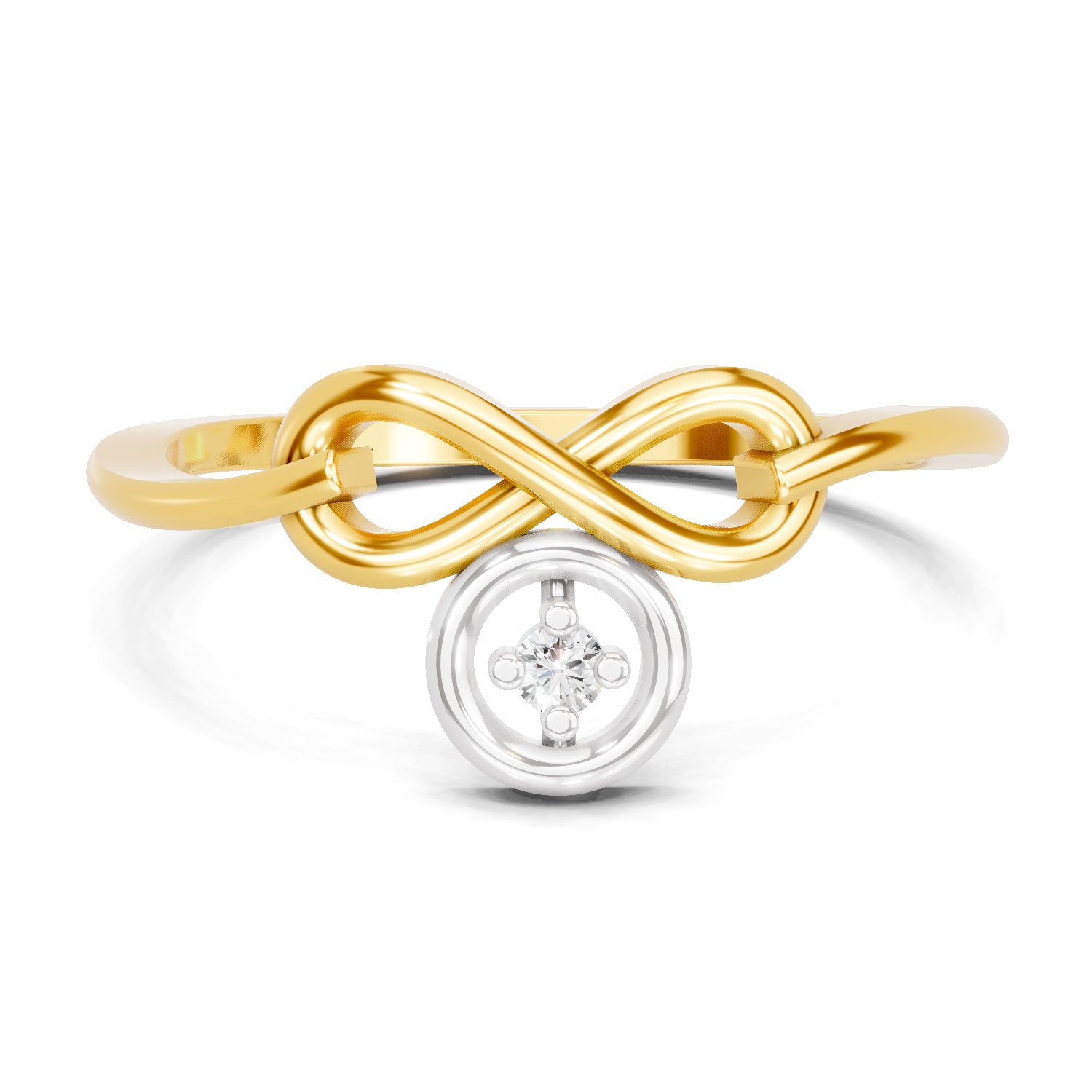 0.02 Carat  | 925 Sterling Silver Gold Plated Infinity Ring