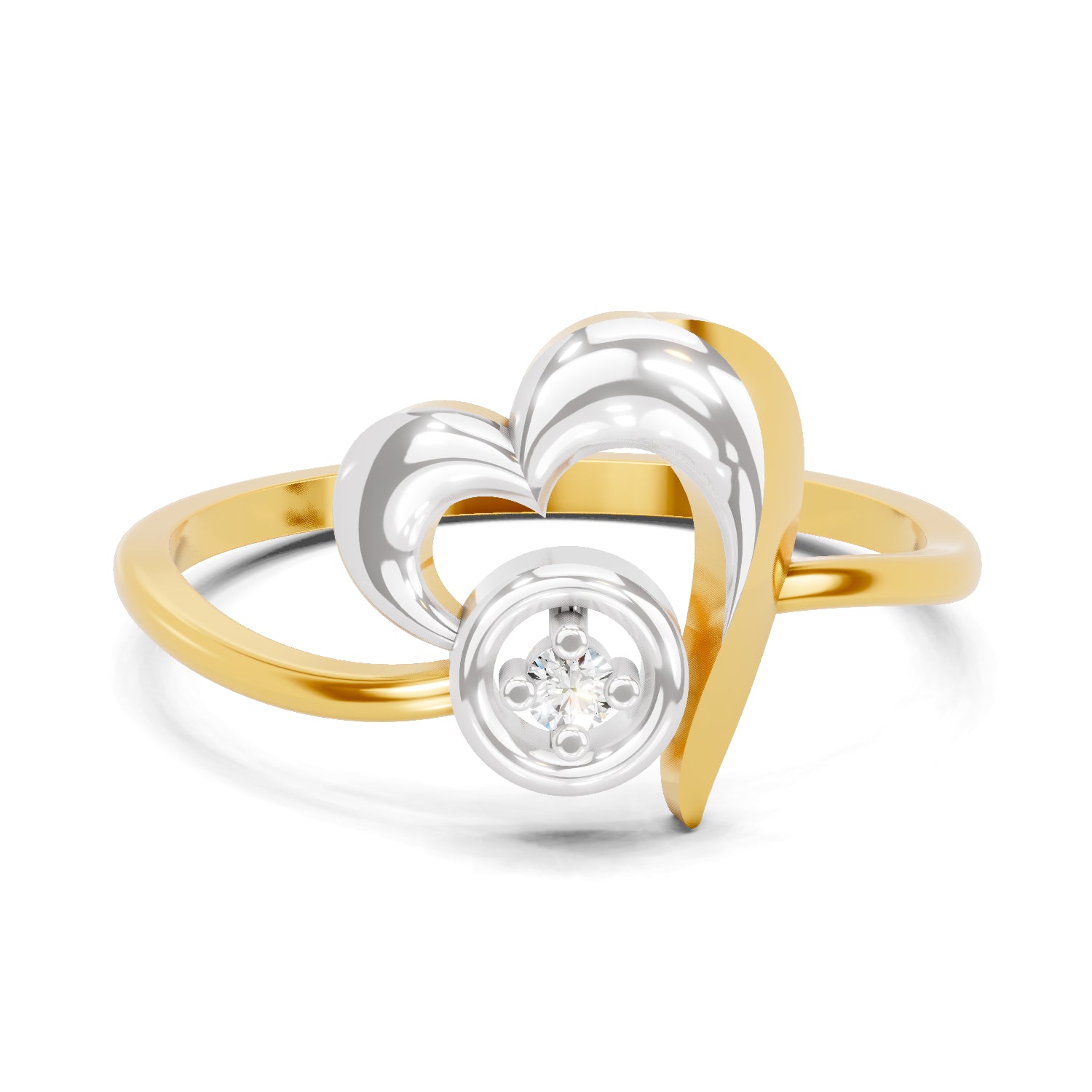 0.02 Carat  | 925 Sterling Silver Gold Plated Heart Ring