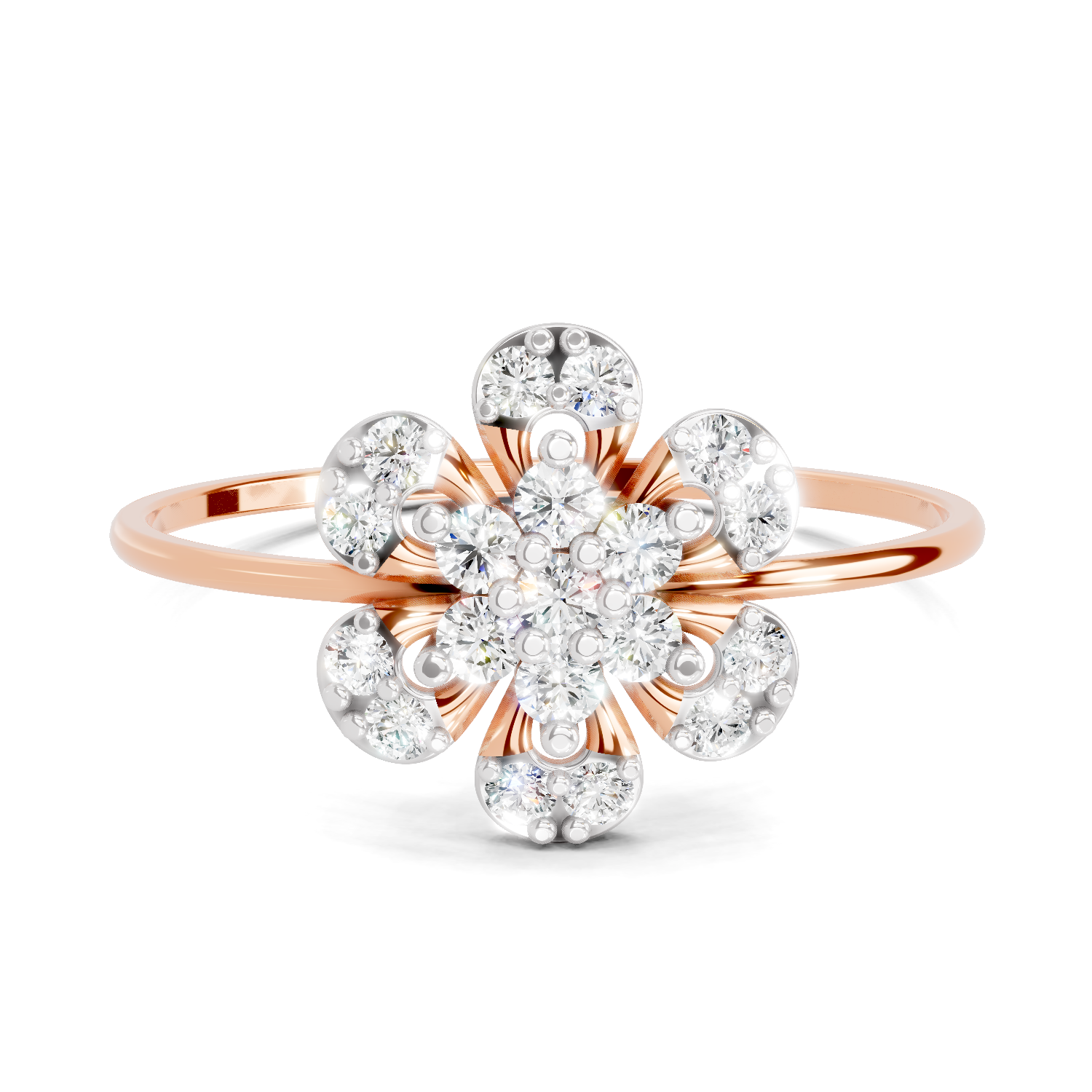 Sparkles Lab Grown Diamond 0.25 studded blossoms Ring| 14K Rose Gold