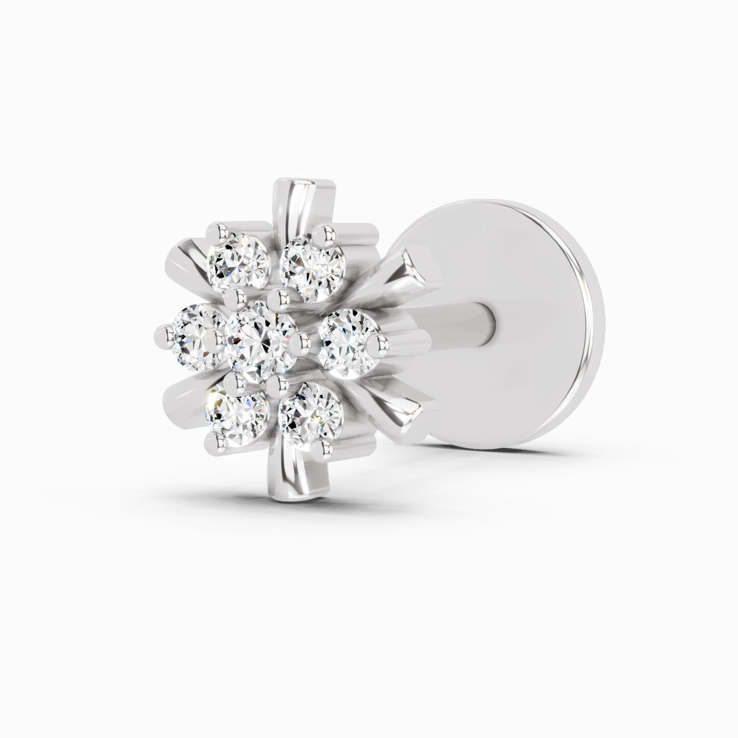 0.03 Carat Round Shape Hanita ShineDiamond Nose Pin | 14K White Gold-Screw