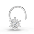 0.03 Carat Round Shape Snowflake Diamond Nose Pin | 14K White Gold