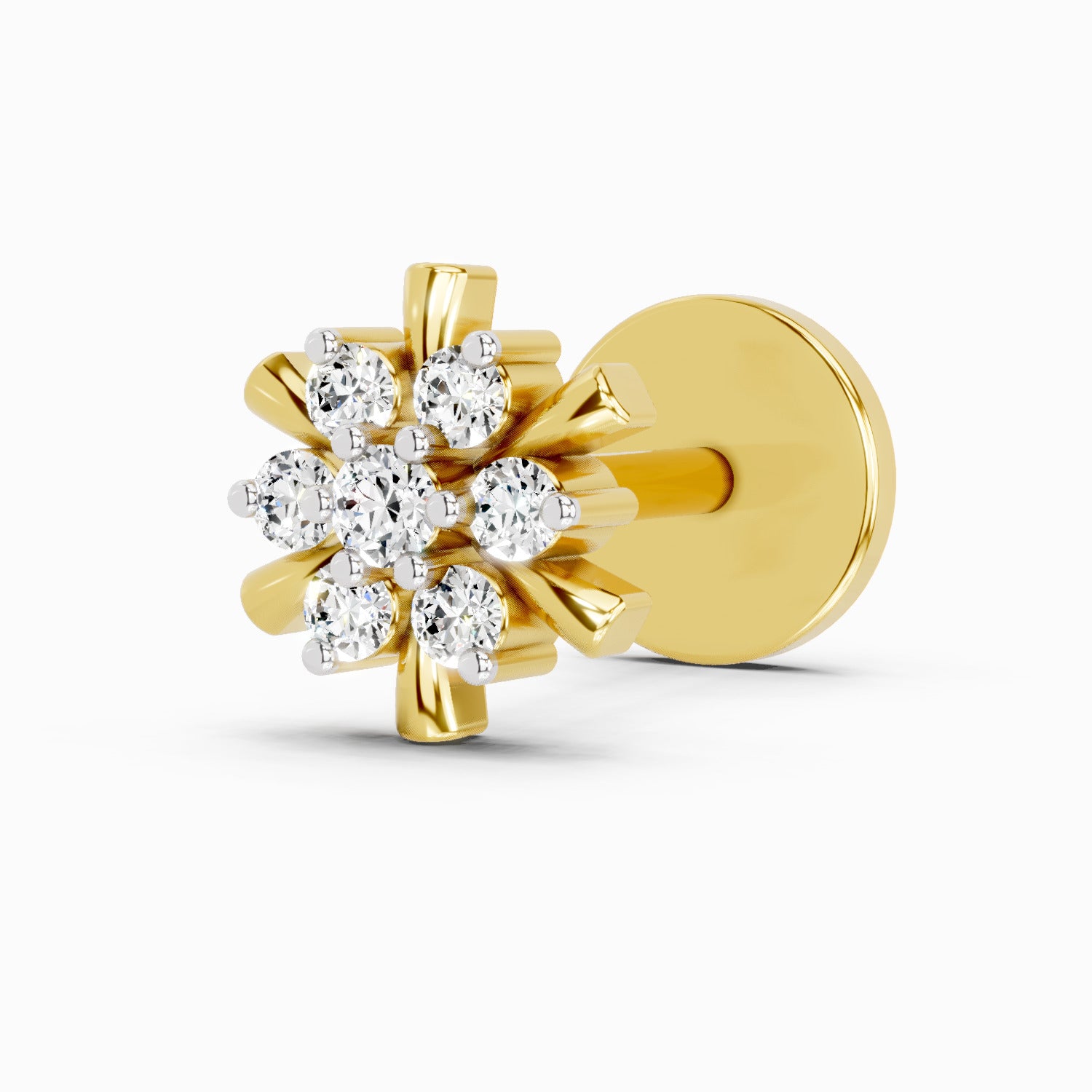 0.03 Carat Round Shape Hanita ShineDiamond Nose Pin | 14K Yellow Gold-Screw