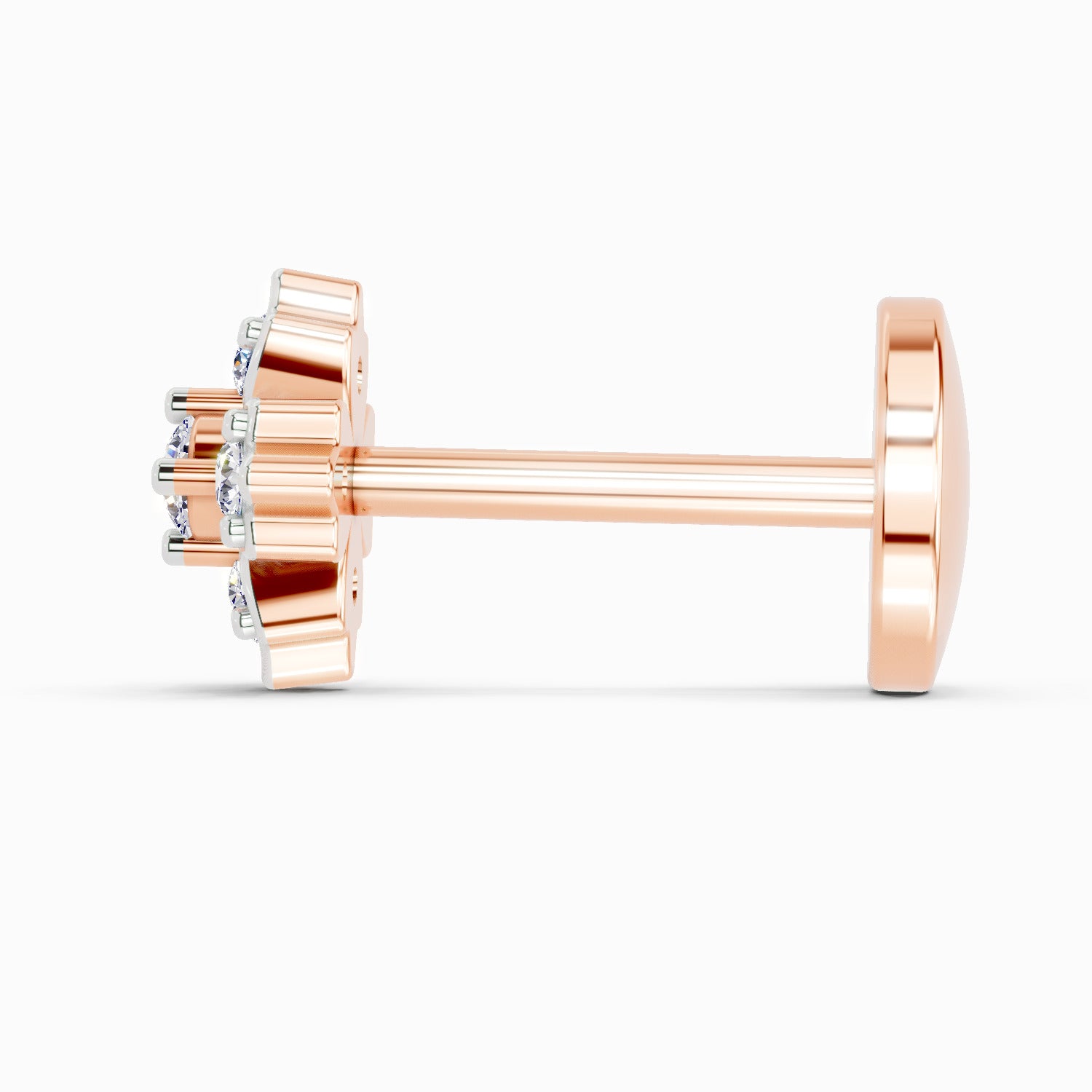 0.03 Carat Lab Grown Diamond Floral Cluster Diamond Nosepin | 14K Rose Gold (Screw)