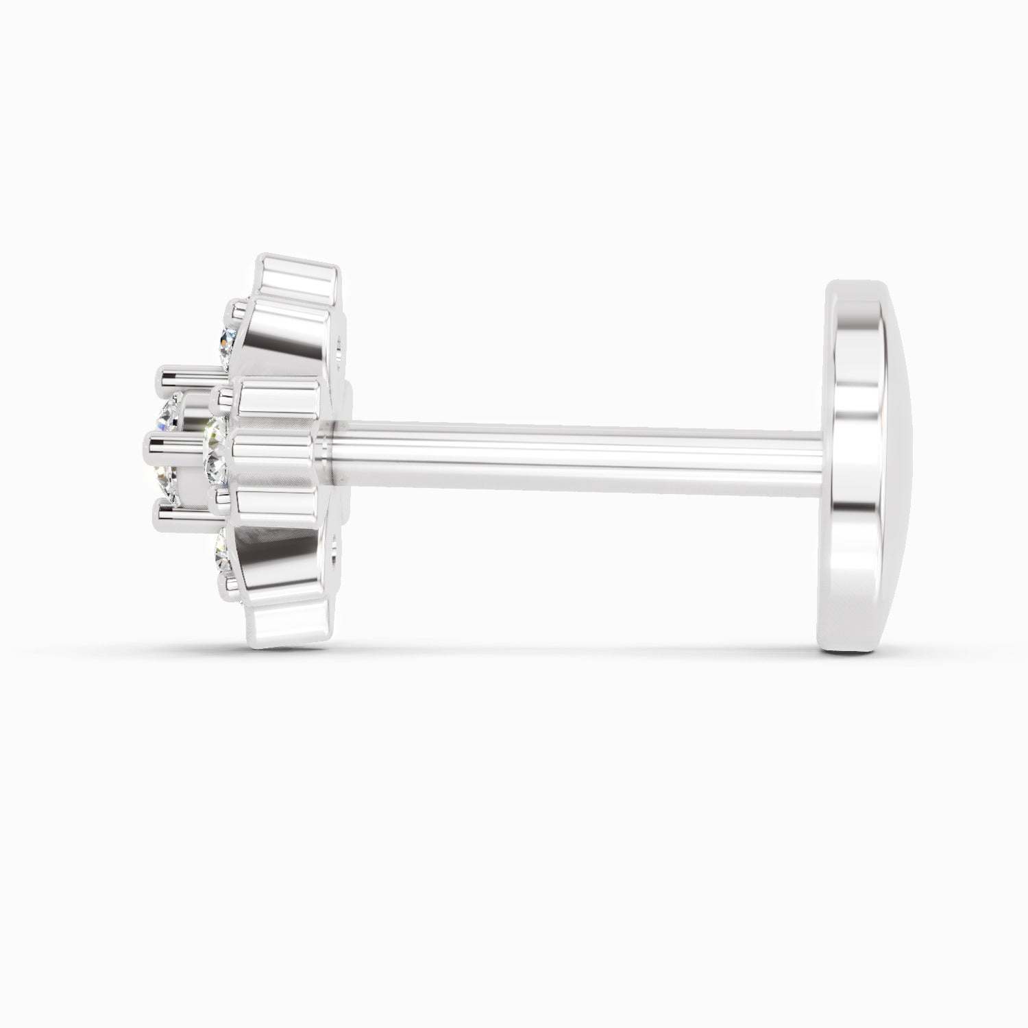 0.03 Carat Lab Grown Diamond Floral Cluster Diamond Nosepin | 14K White Gold (Screw)