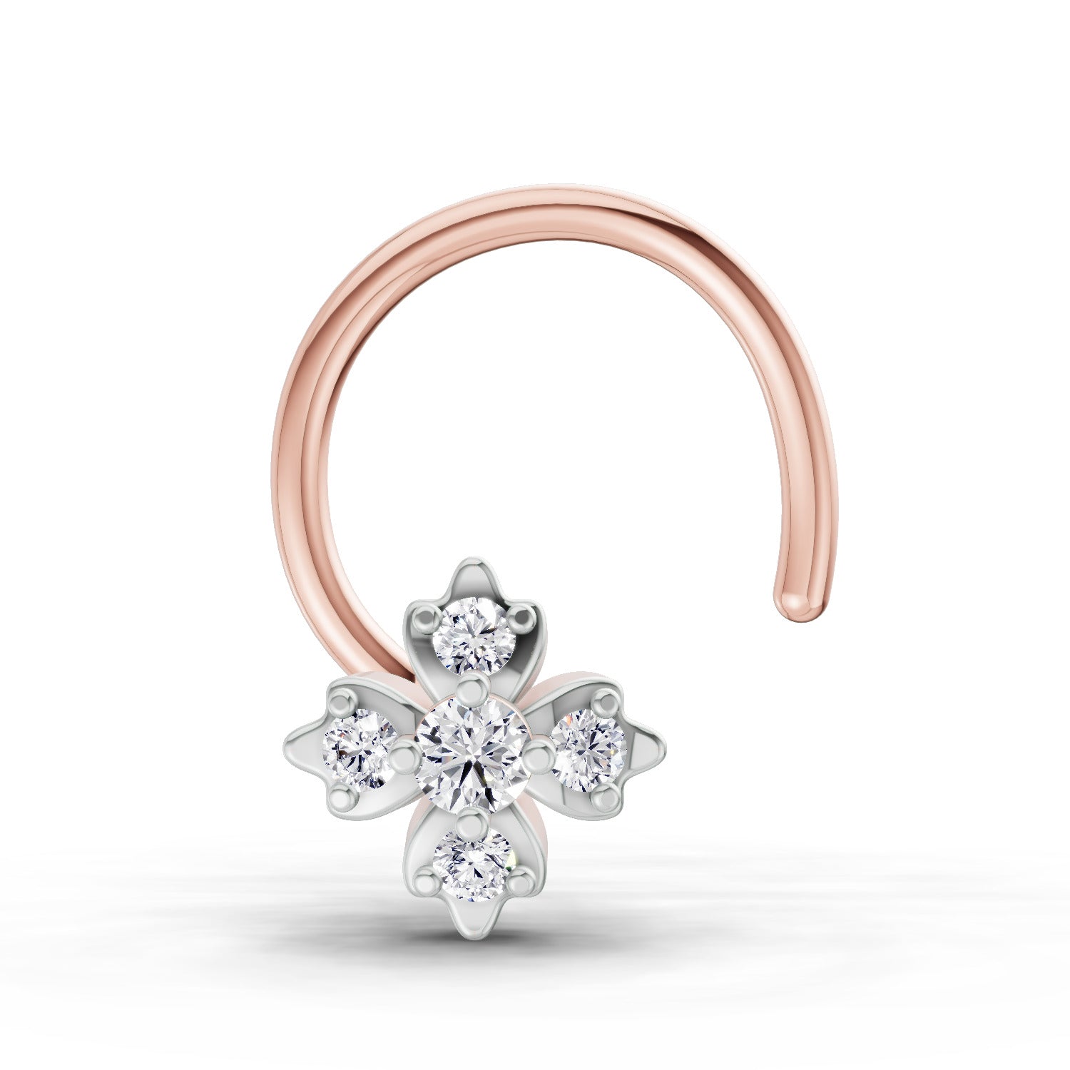 0.03 Carat Lab Grown Diamond Floral Cluster Diamond Nosepin | 14K Rose Gold (Wire)