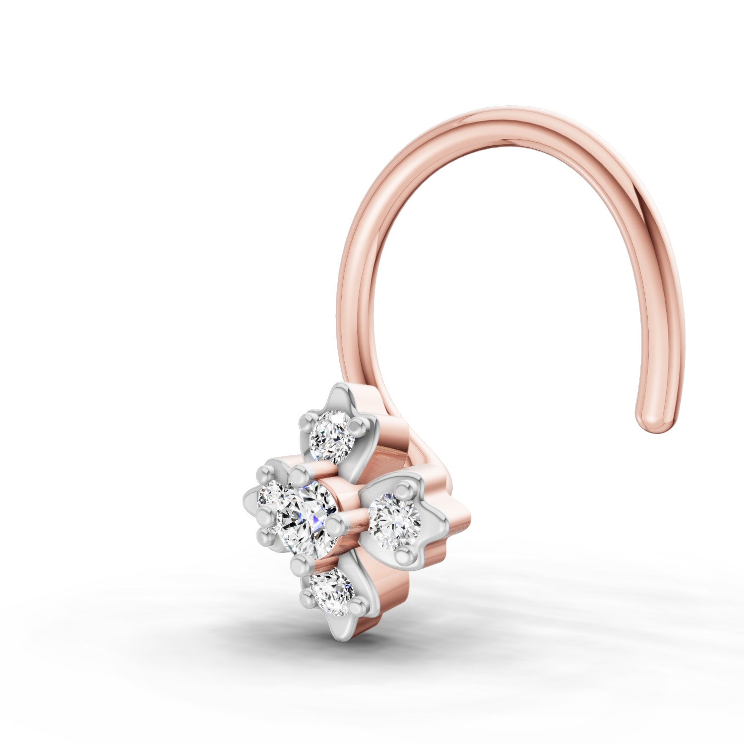 0.03 Carat Lab Grown Diamond Floral Cluster Diamond Nosepin | 14K Rose Gold (Wire)