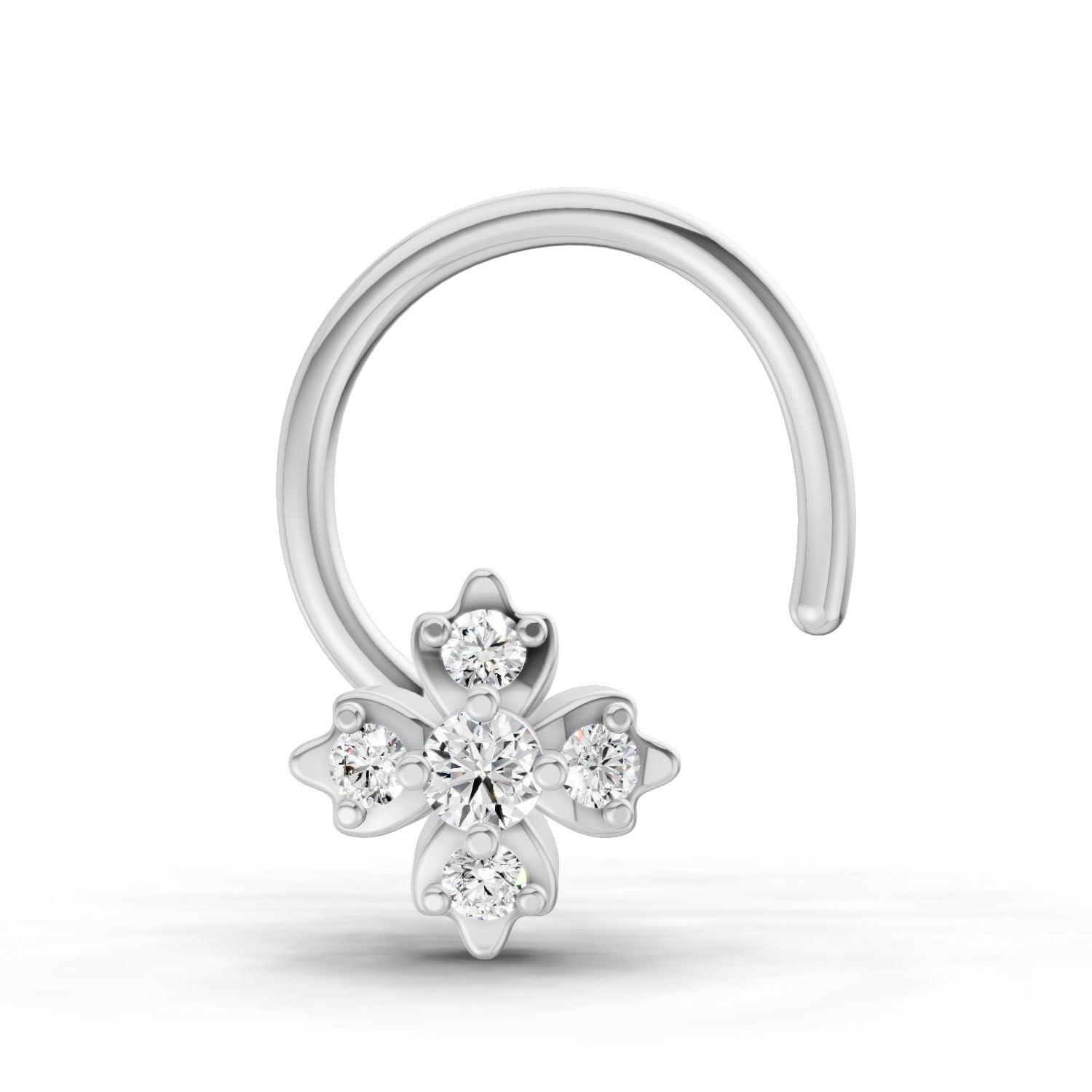 0.03 Carat Lab Grown Diamond Floral Cluster Diamond Nosepin | 14K White Gold (Wire)