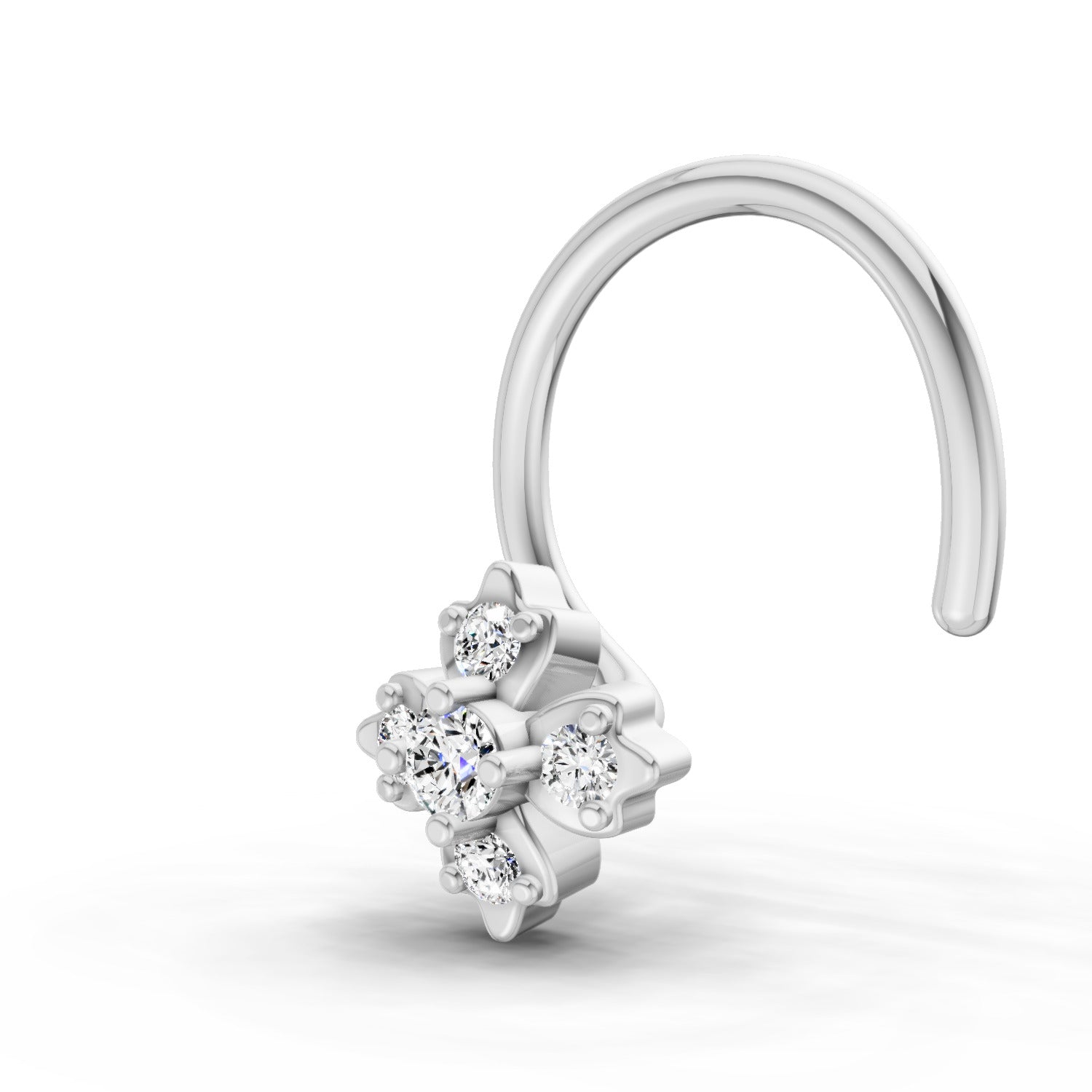 0.03 Carat Lab Grown Diamond Floral Cluster Diamond Nosepin | 14K White Gold (Wire)