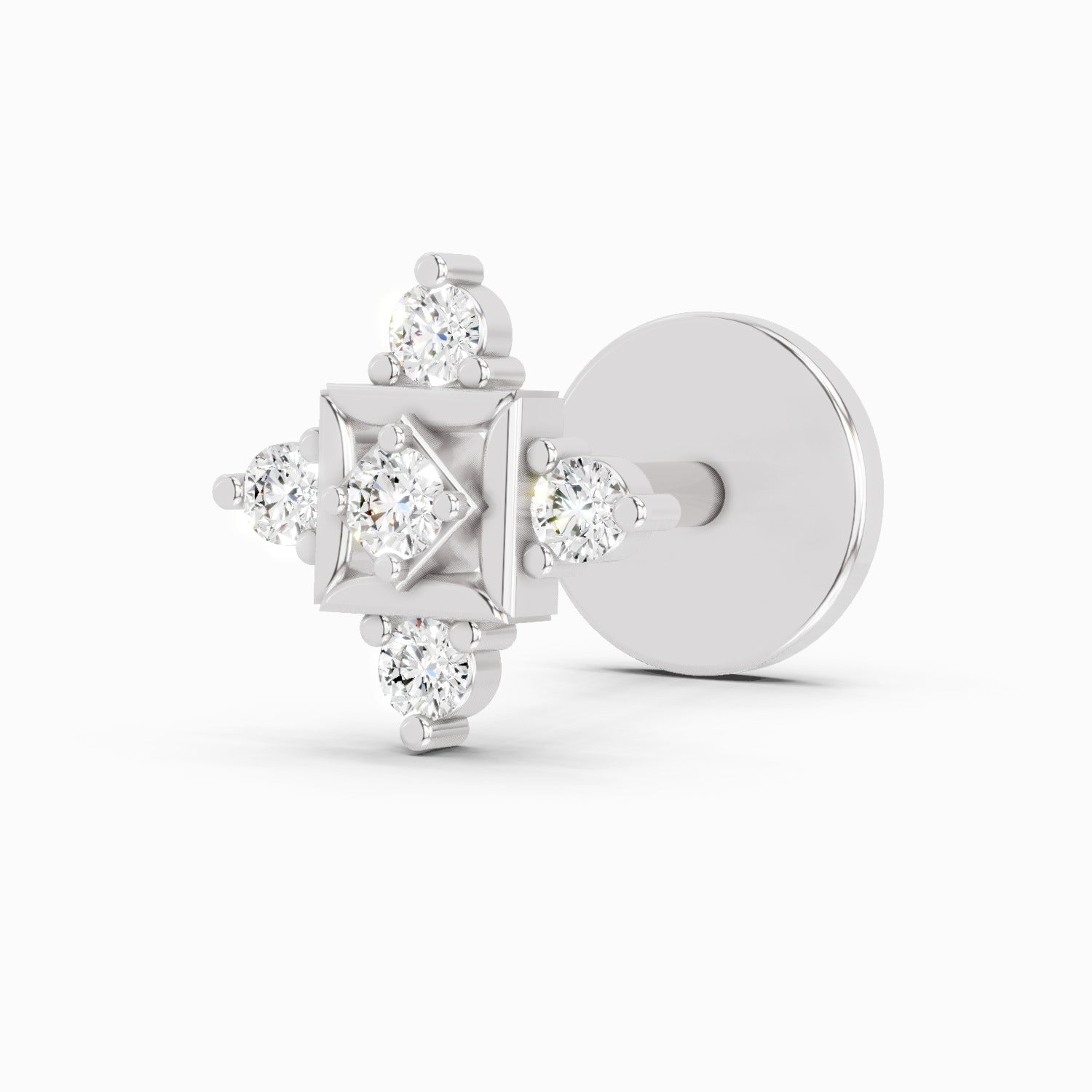 0.02 Carat Round Shape The Kata Diamond Nose Pin | 14K White Gold-Screw