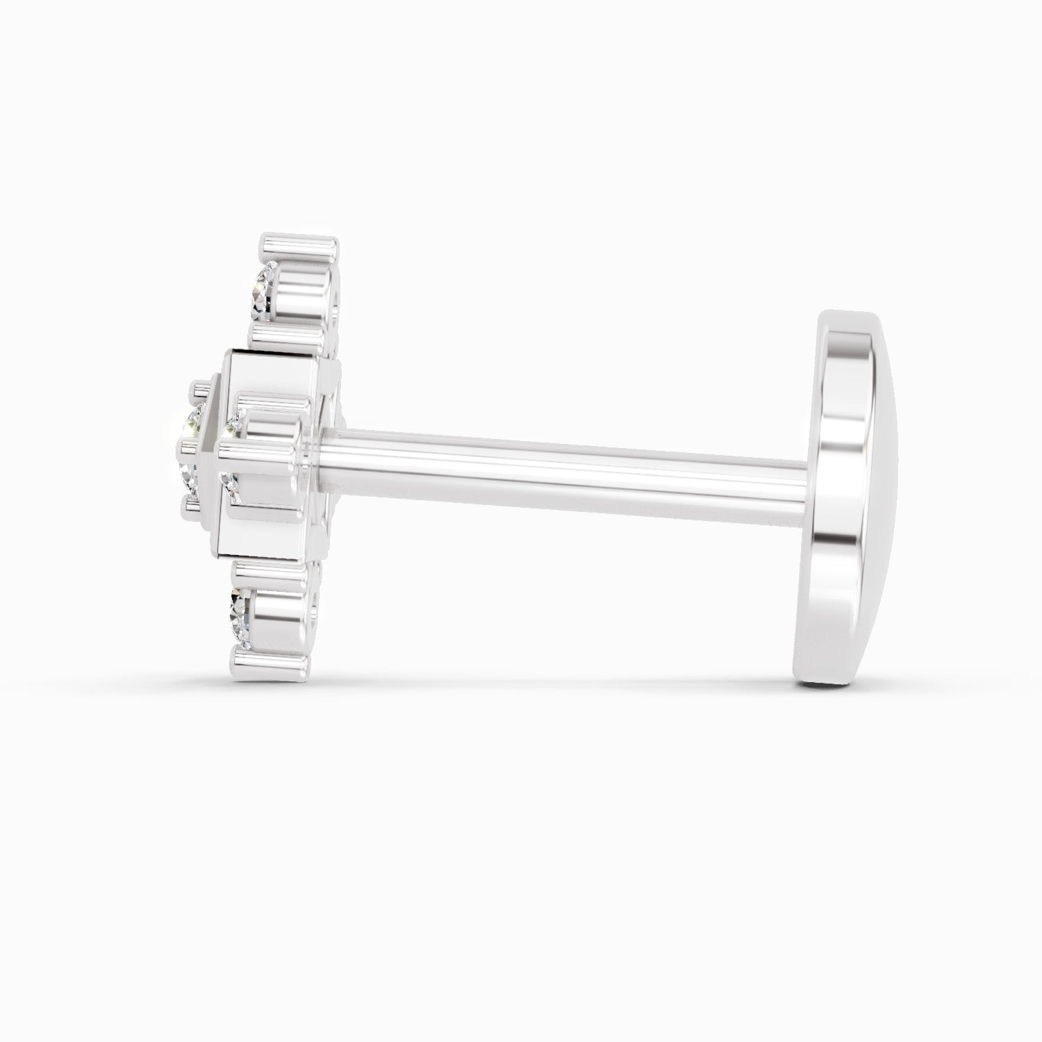 0.02 Carat Round Shape The Kata Diamond Nose Pin | 14K White Gold-Screw