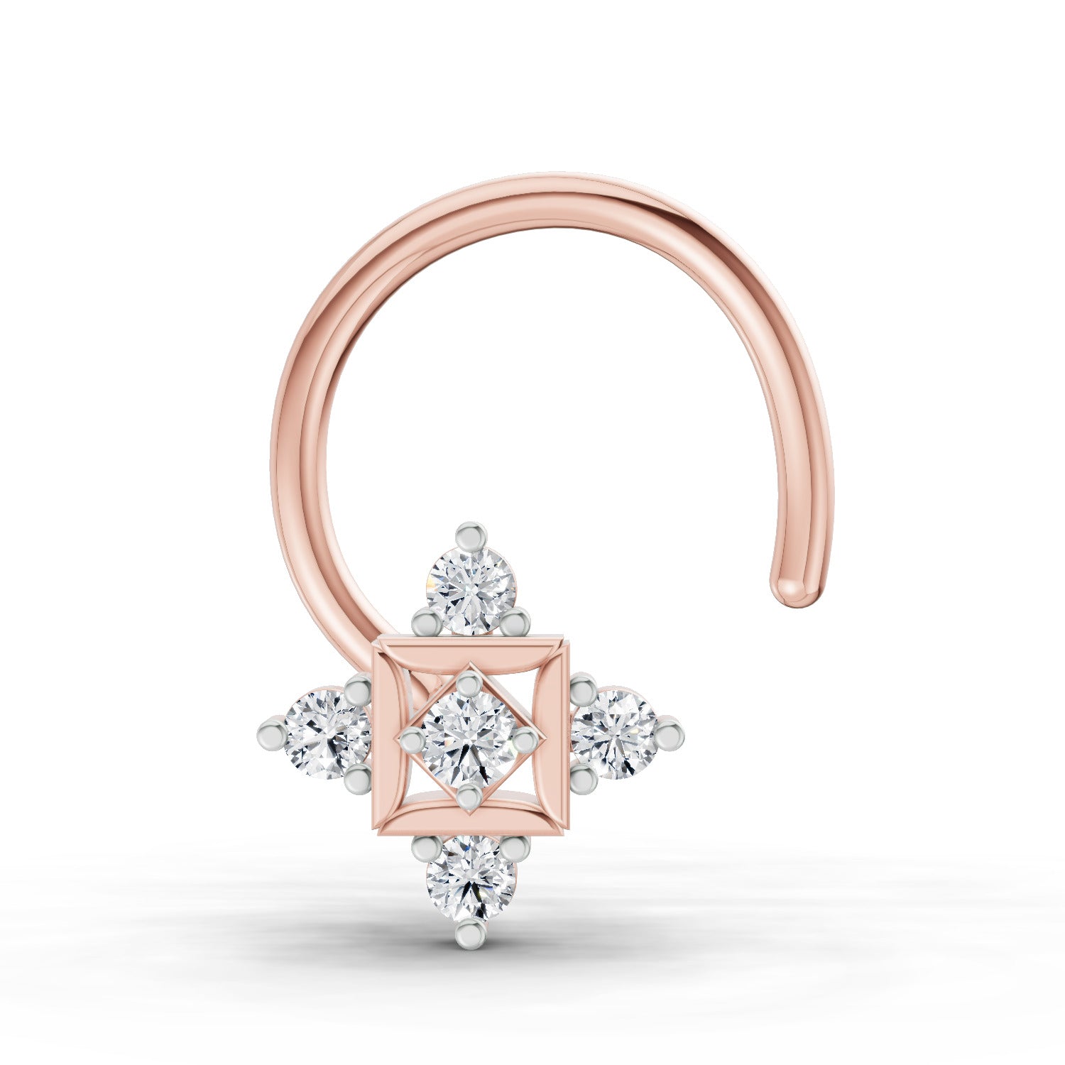 0.02 Carat Round Shape Round Shape Diamond Nose Pin | 14K Rose Gold