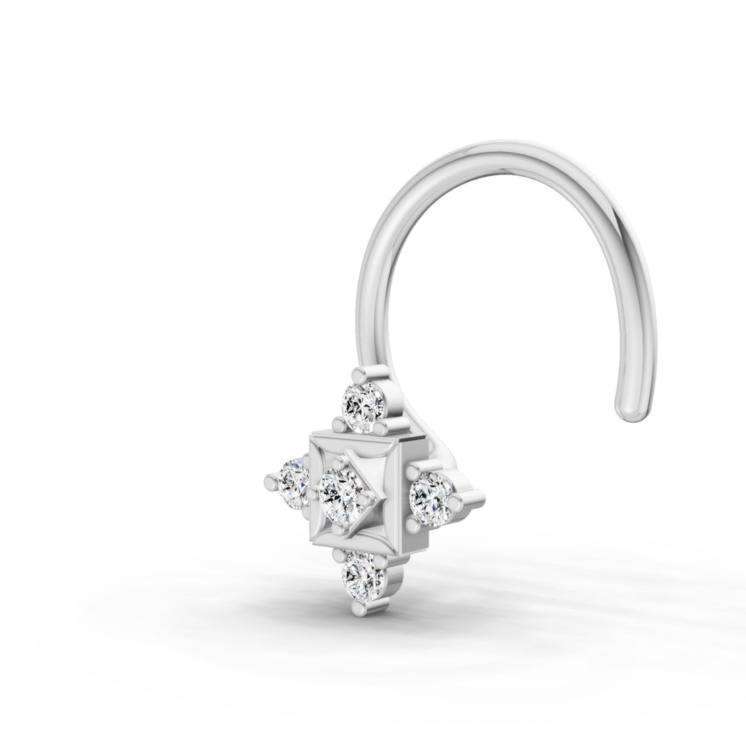 0.02 Carat Round Shape Round Shape Diamond Nose Pin | 14K White Gold