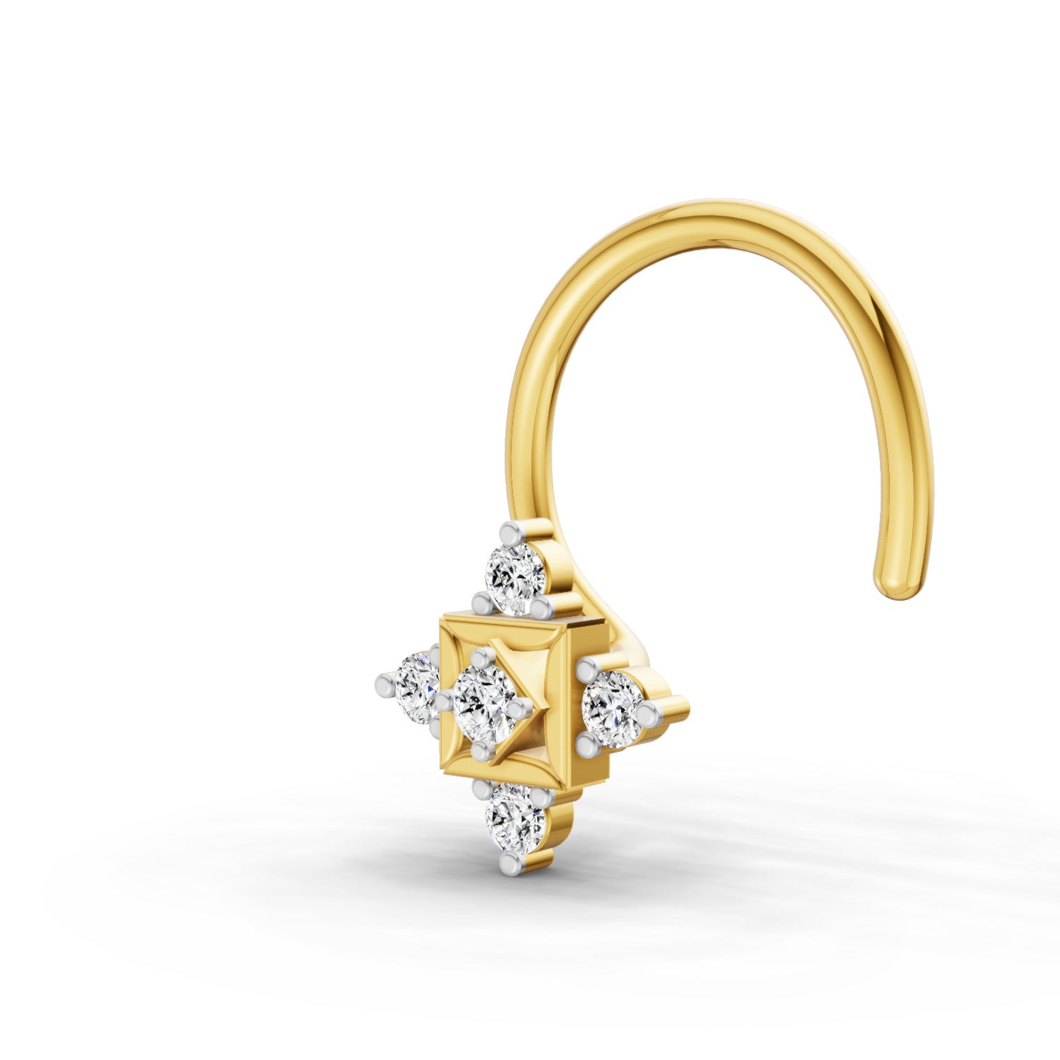 0.02 Carat Round Shape Round Shape Diamond Nose Pin| 14K Yellow Gold