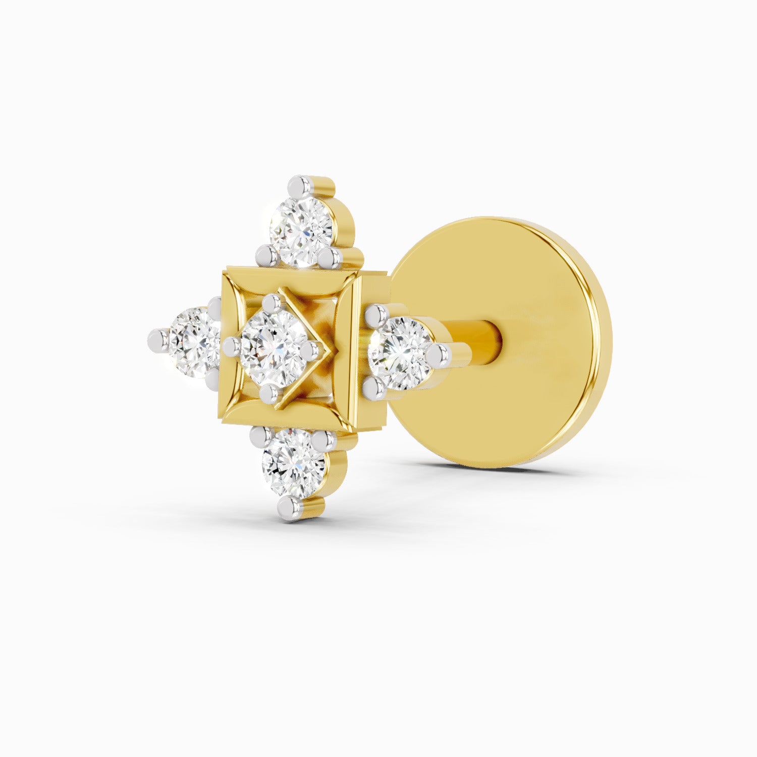 0.02 Carat Round Shape The Kata Diamond Nose Pin | 14K Yellow Gold-Screw