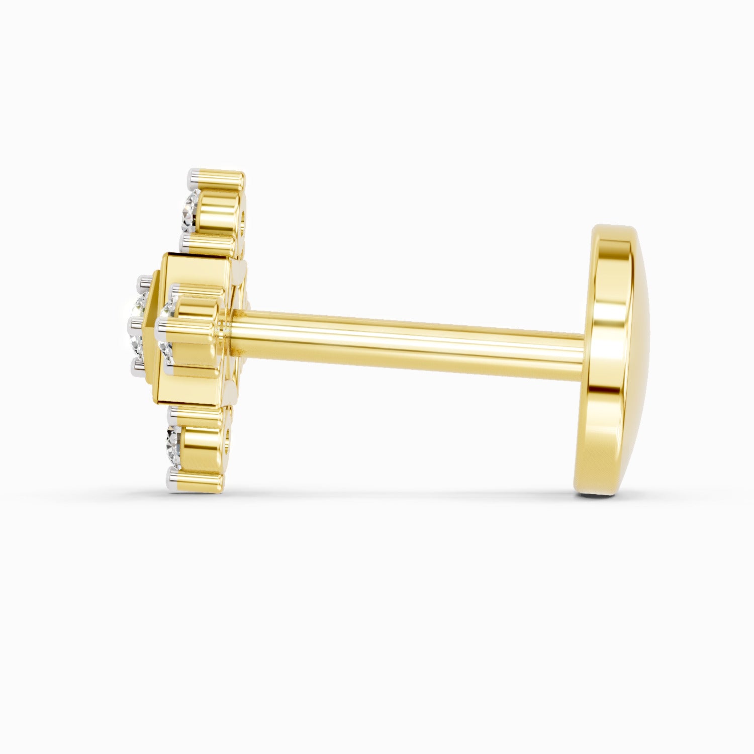 0.02 Carat Round Shape The Kata Diamond Nose Pin | 14K Yellow Gold-Screw