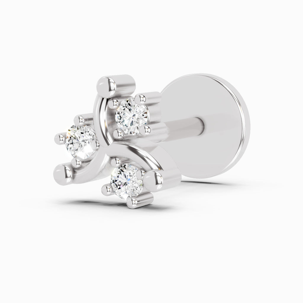 0.03 Carat Trinity Bloom Nose Pin | 14K White Gold